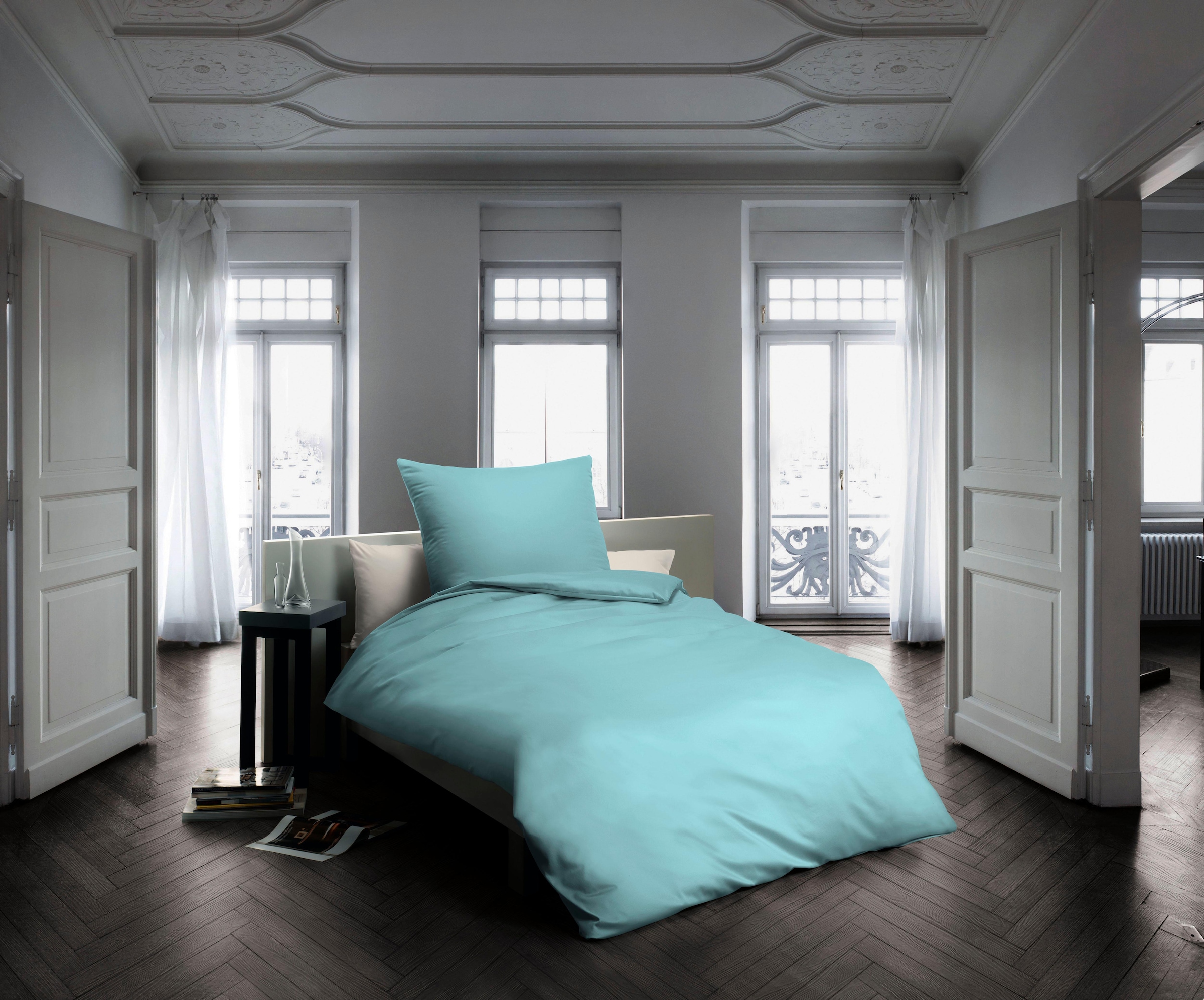 fleuresse Linge de lit »Colours in 135x200, 155x220 oder 200x200 cm« 2 cuis Bettwäsche aus 100% Baumwolle, uni, mit Reissverschluss