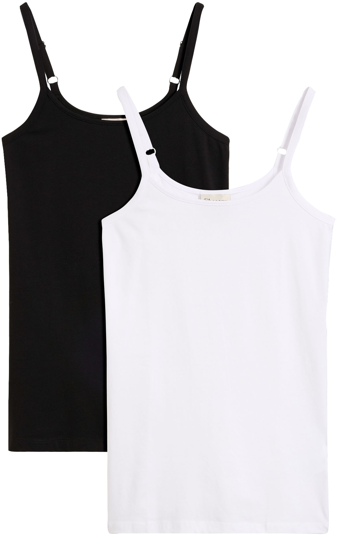 bonprix Shirttop Packung, 2 Slim fit, ohne Ärmel, langer Schnitt, aus Baumwolle mit Elasthan
