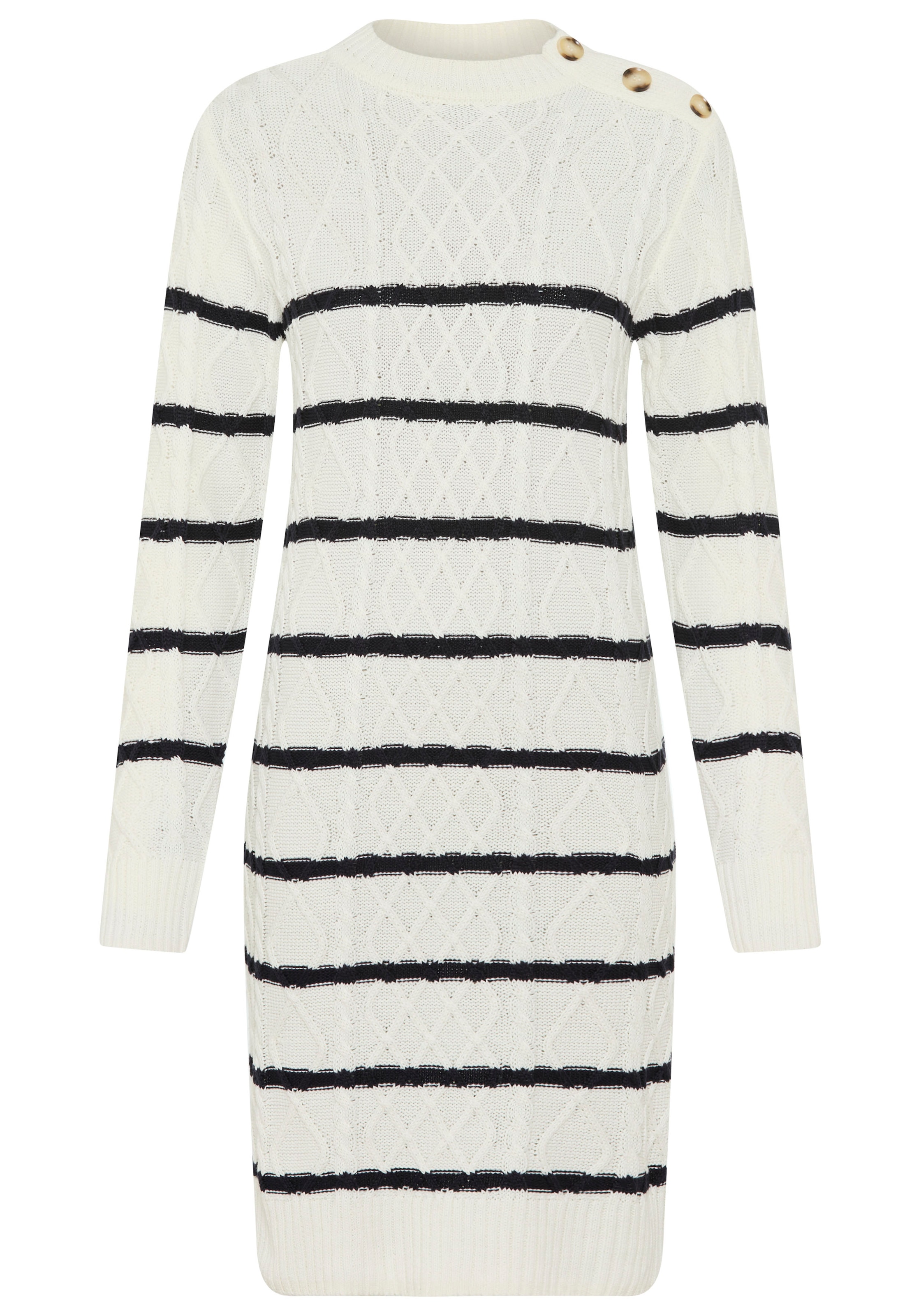 Laura Scott Robe en tricot mit Zopfstrickmuster und Zierknöpfen - NEUE KOLLEKTION