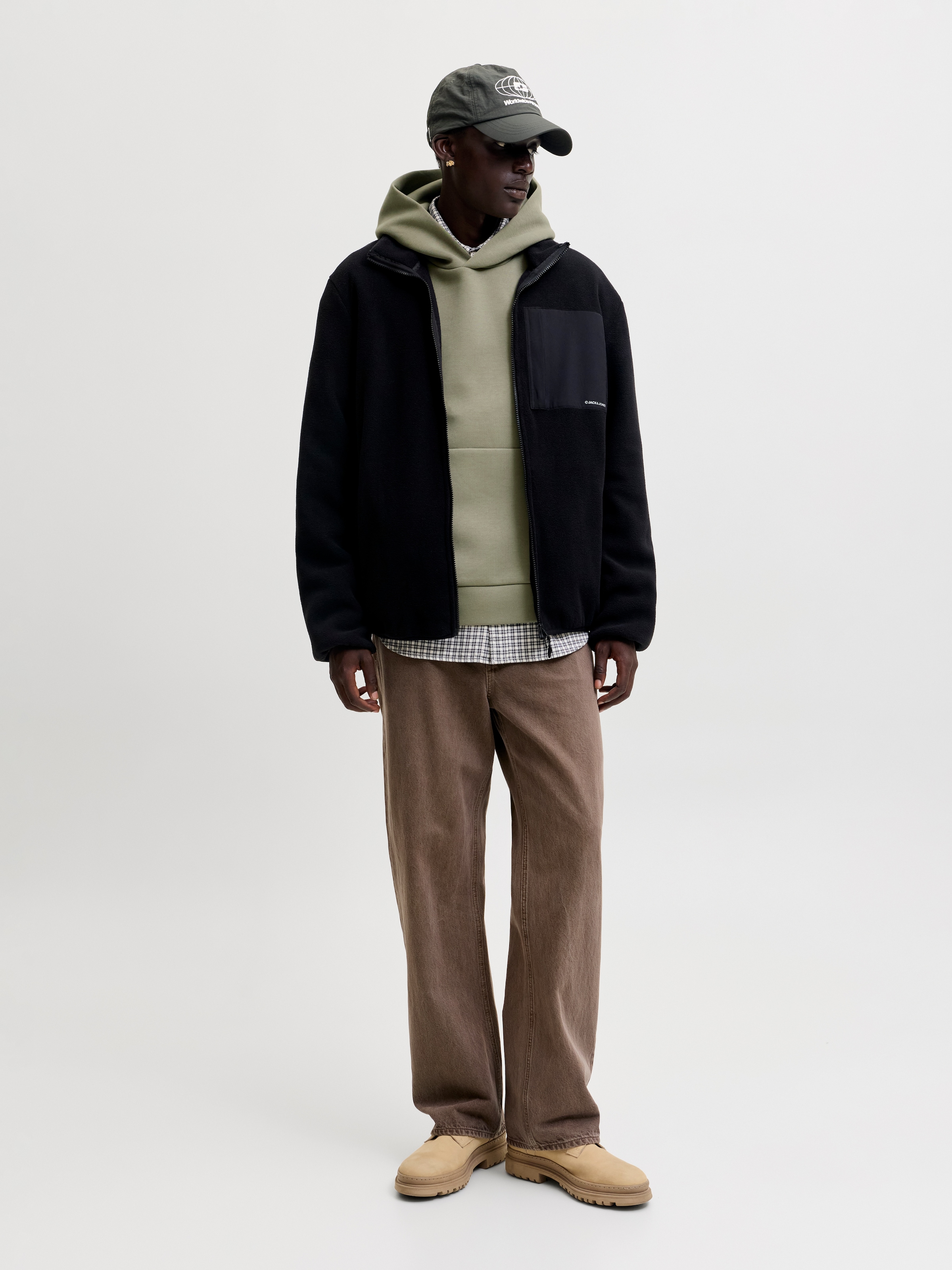 Jack & Jones Kapuzensweatshirt »JJEBARRON SWEAT HOOD NOOS«, Materialmix, relaxed fit
