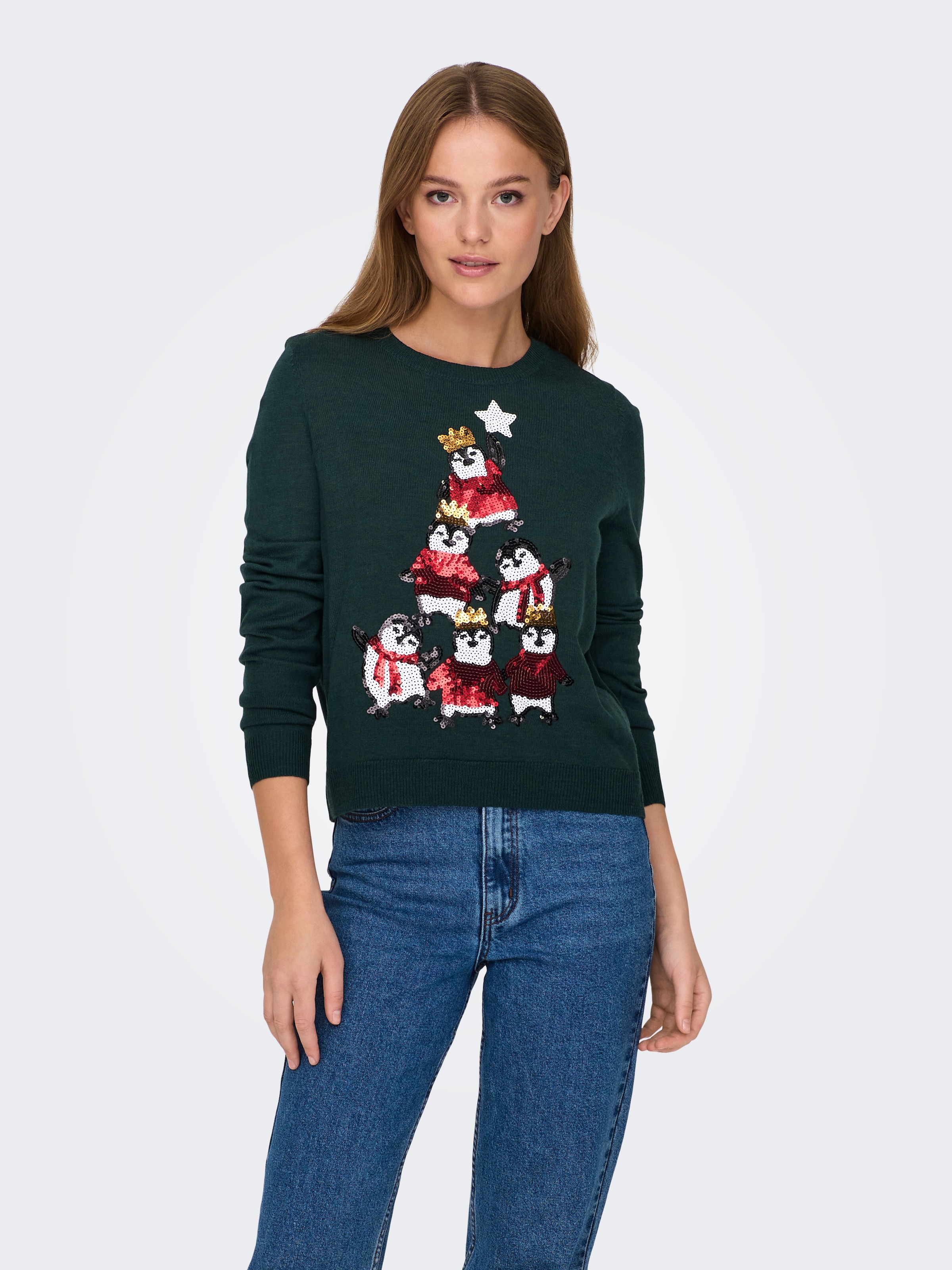 Image of ONLY Weihnachtspullover "ONLXMAS PENGUIN TREE LS O-NECK RP KNT"