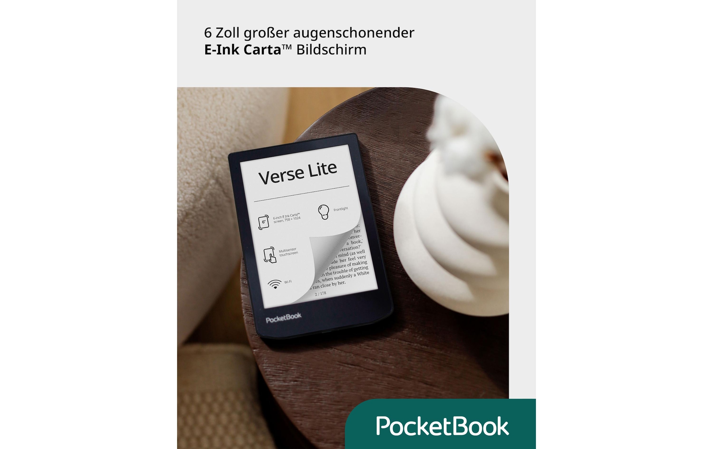PocketBook E-Book »Verse Lite Midnight Grey«, (15,18 cm / 6 Zoll),)