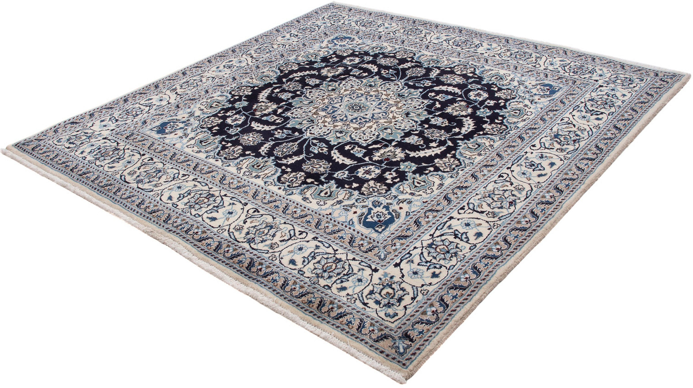 Image of morgenland Orientteppich »Perser - Nain quadratisch - 200 x 194 cm - dunkelblau«, quadratisch, 10 mm Höhe, Wohnzimmer, Handgeknüpft, Einzelstück mit Zertifikat bei Ackermann Versand Schweiz
