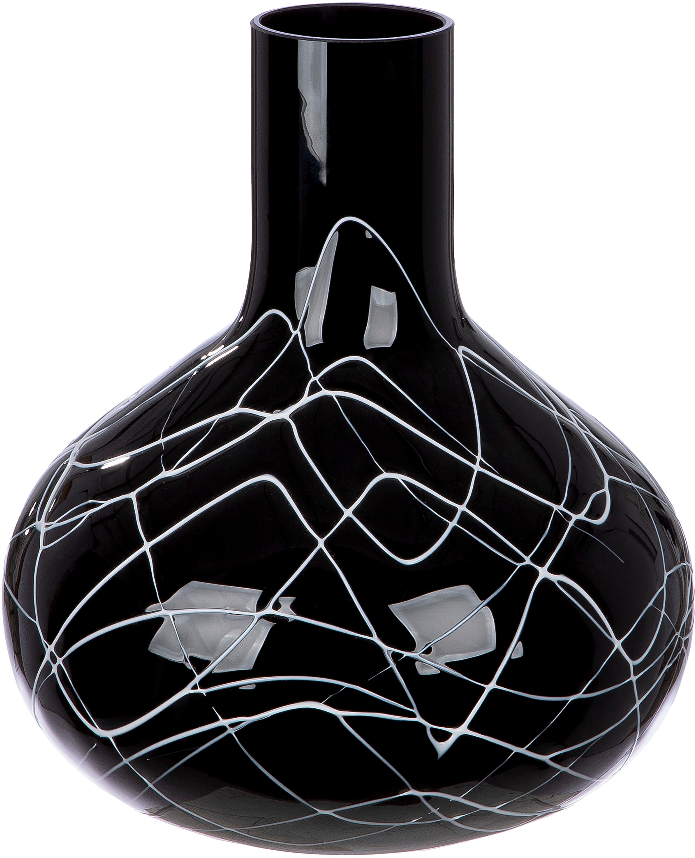 Image of GILDE Tischvase "Vase Uderzo mit Spinnenwebendekor, Höhe ca. 28 cm" Europäische Handarbeit, aus durchgefärbtem Glas