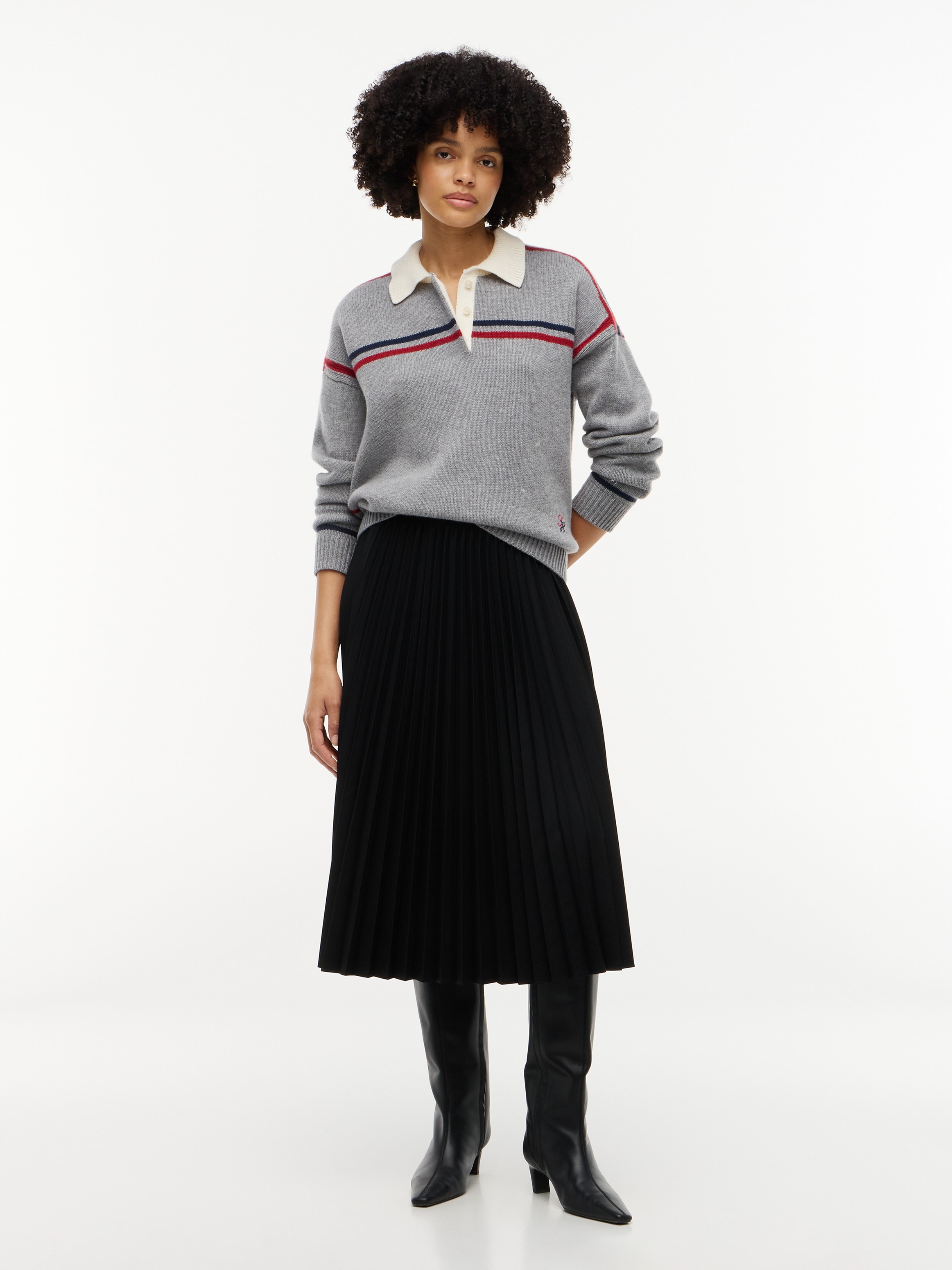 Tommy Hilfiger Jupe plissée »VISCOSE ELASTIC PLEAT MIDI SKIRT« mélange de matériaux, plis plissés