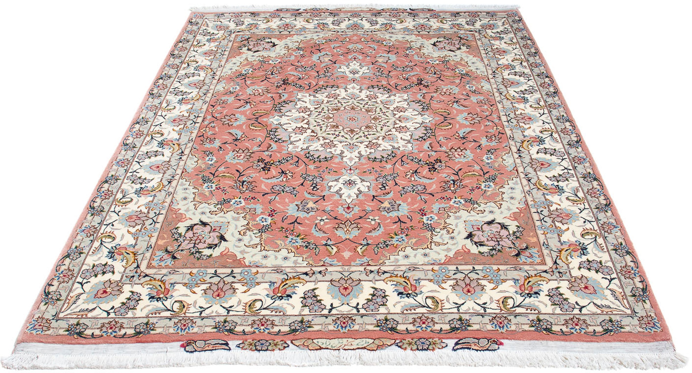 Image of morgenland Orientteppich »Perser - Täbriz - Royal - 204 x 154 cm - rosa«, rechteckig, 7 mm Höhe, Wohnzimmer, Handgeknüpft, Einzelstück mit Zertifikat bei Ackermann Versand Schweiz
