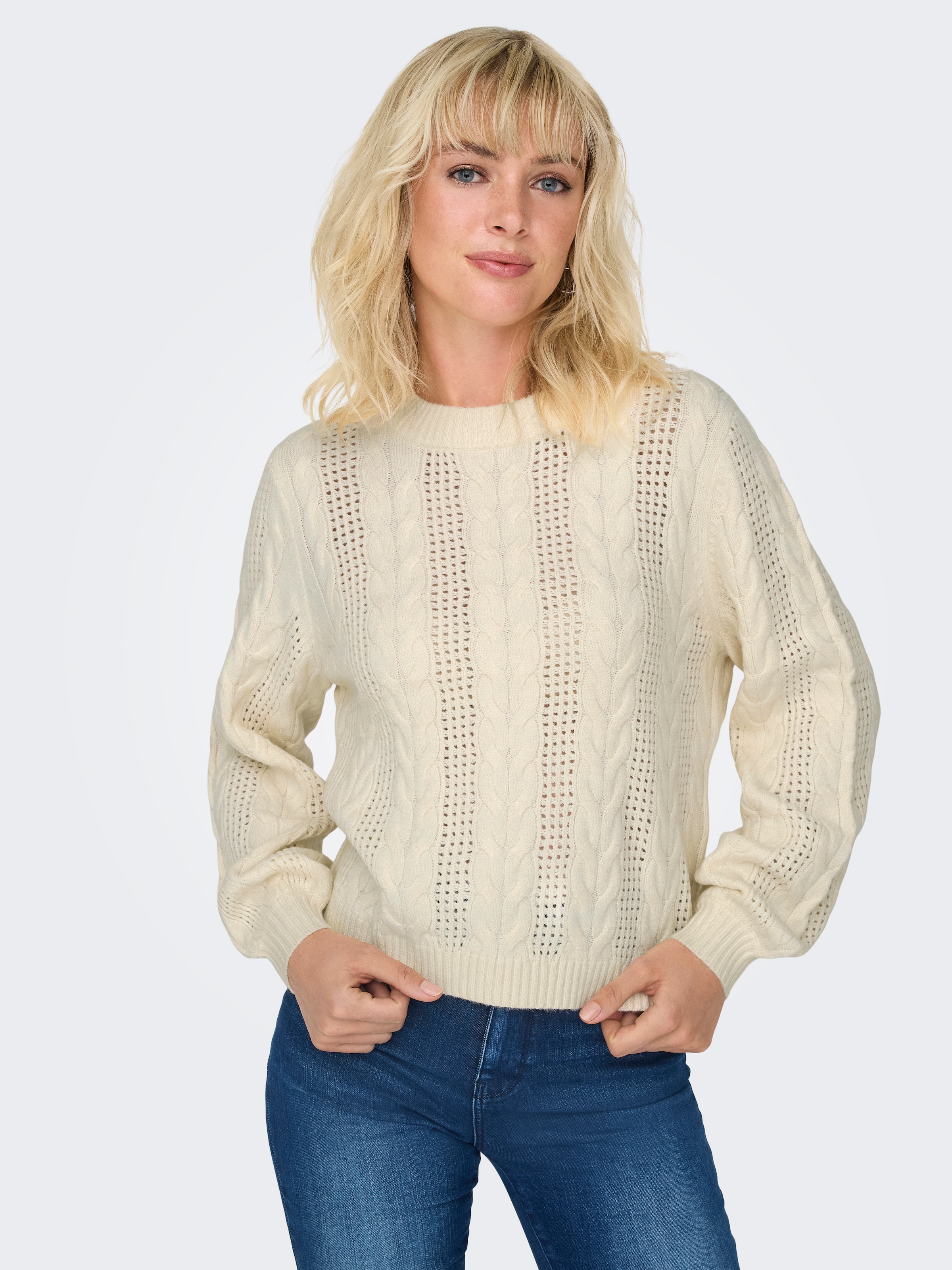 Image of ONLY Rundhalspullover "ONLRUBINA LS CABLE O-NECK KNT NOOS"