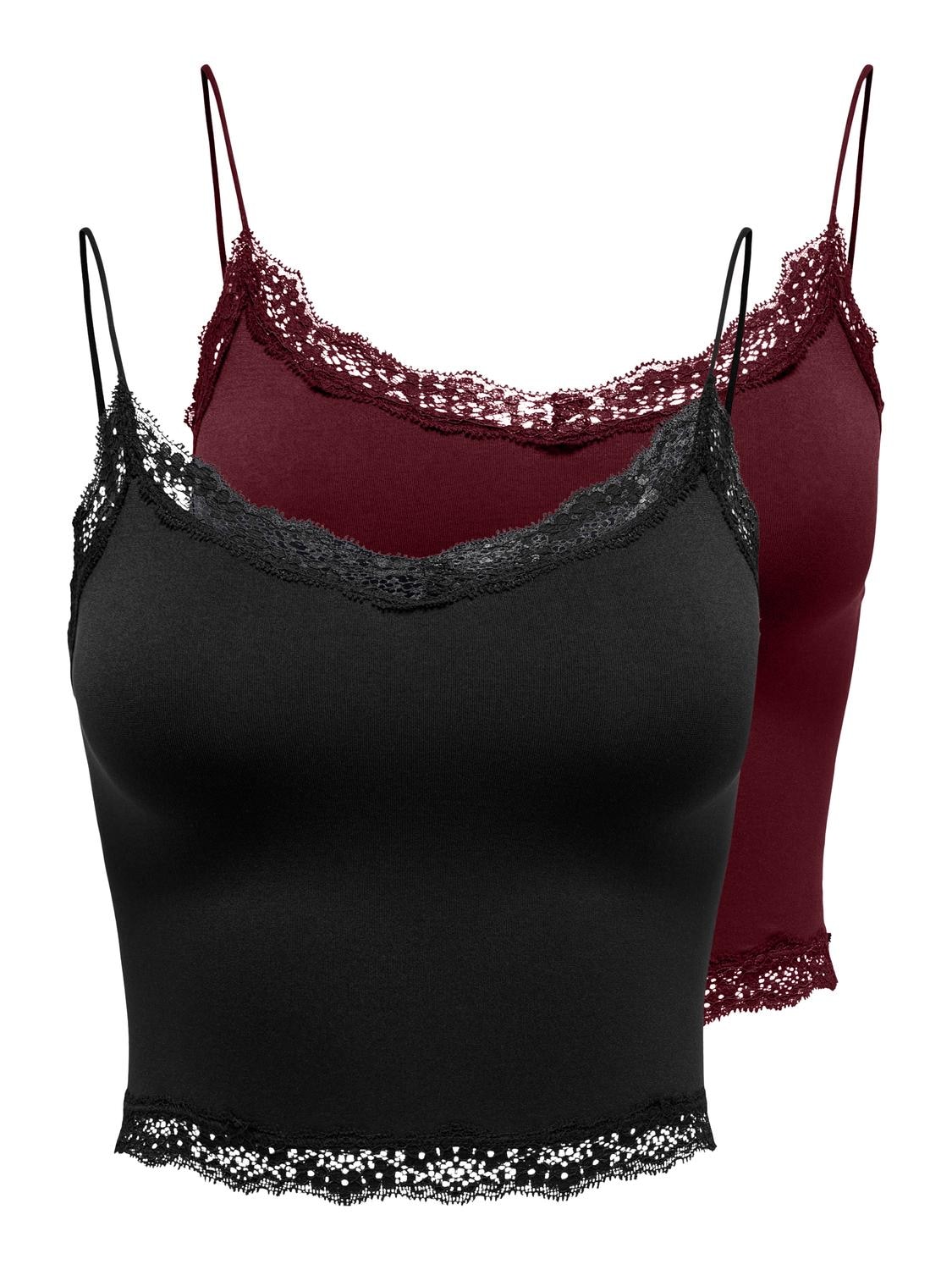 Trägertop »ONLVICKY LACE SEAML 2-PACK CROPPED TOP«, (Packung, 2 tlg.)