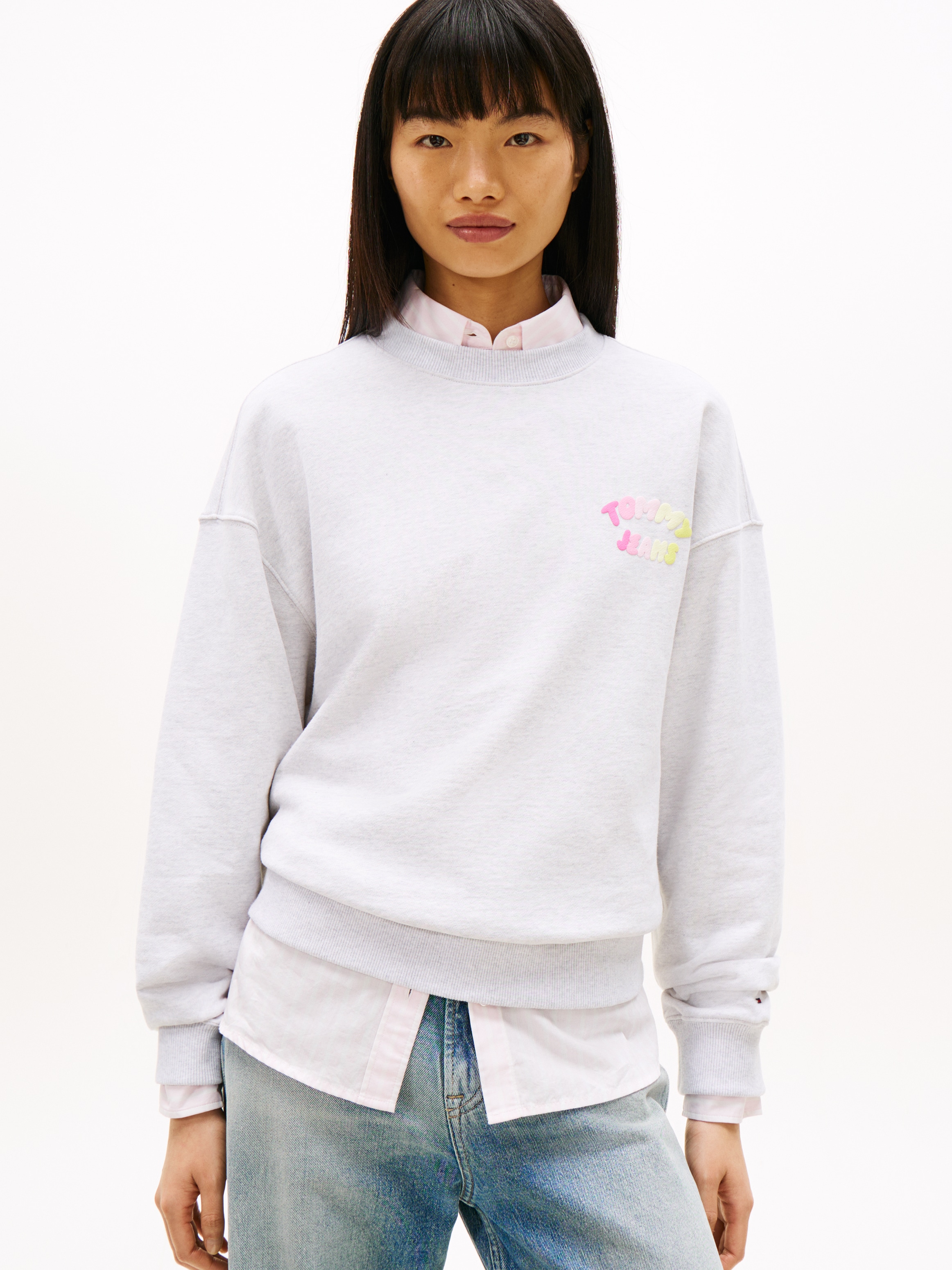 Image of Tommy Jeans Sweatshirt "TJW BXY COLOR BUBBLE CREW EXT", mit Backprint, Rundhals, Boxy Fit