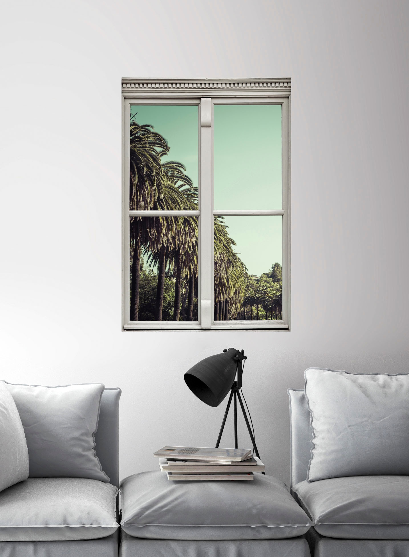 queence Wandsticker »Palmenallee«, Wandsticker, Wandbild, selbstklebend, 3D, Fenster