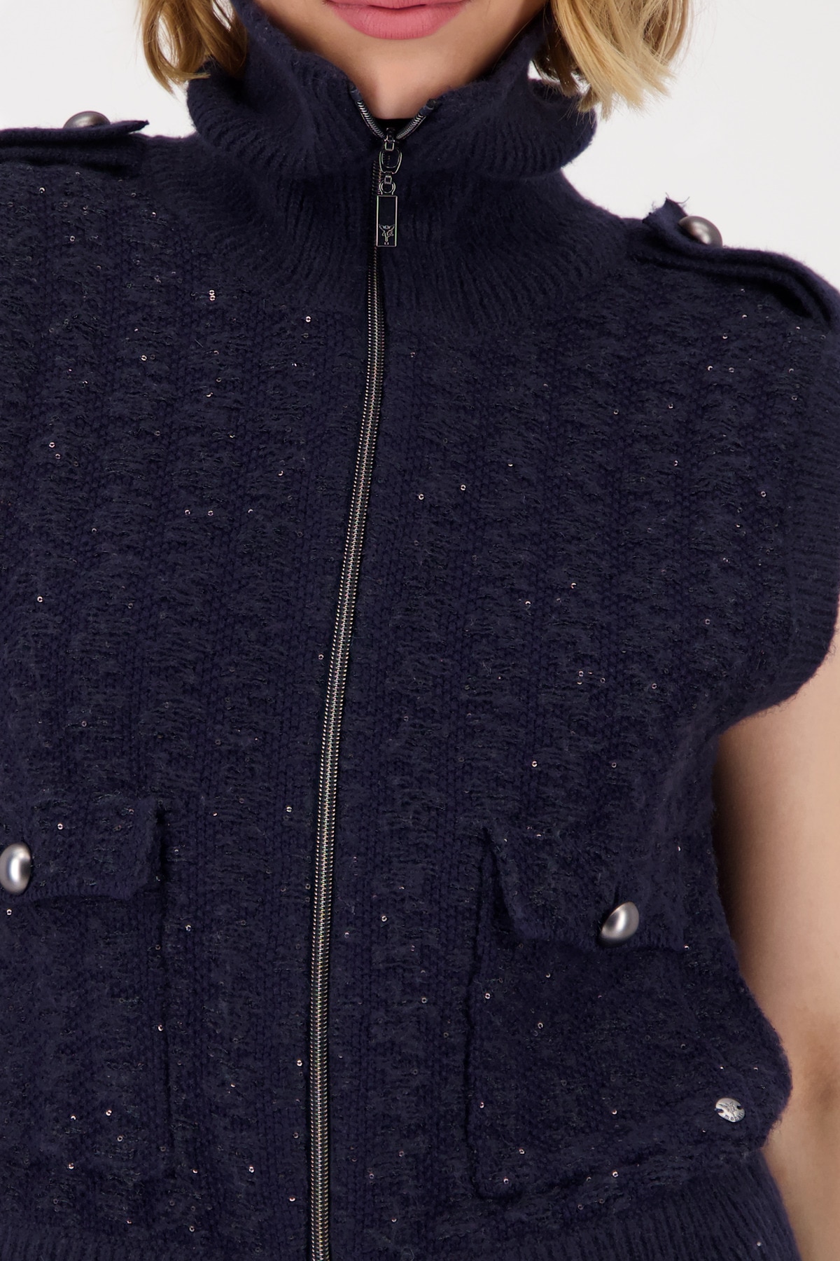Monari Strickjacke, Regular fit mit Rundhalsausschnitt mit Stehkragen