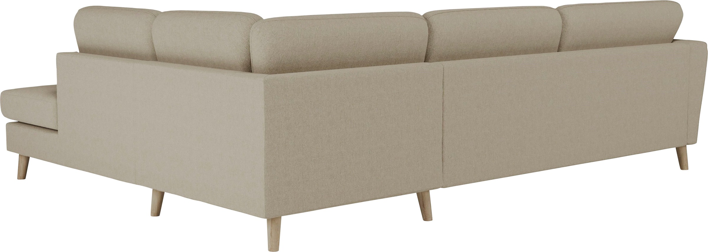 Home affaire Ecksofa »MARSEILLE 278/202 cm, L-Form, Ottom. rechts/links, verschiedene Bezüge«, Massivholzbeine Eiche, Landhausstil, Wellenunterfederung