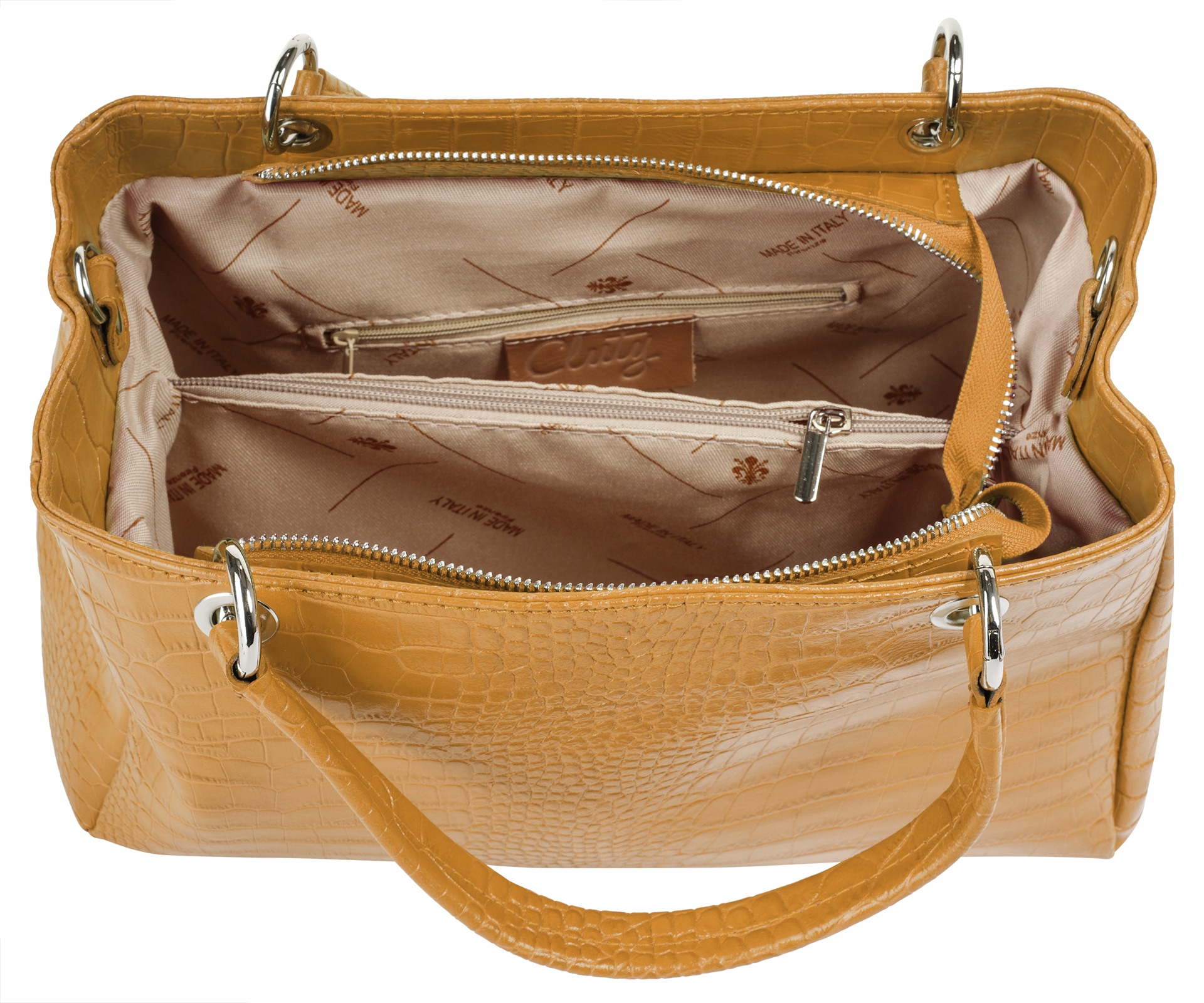 Cluty Henkeltasche, echt Leder, Made in Italy