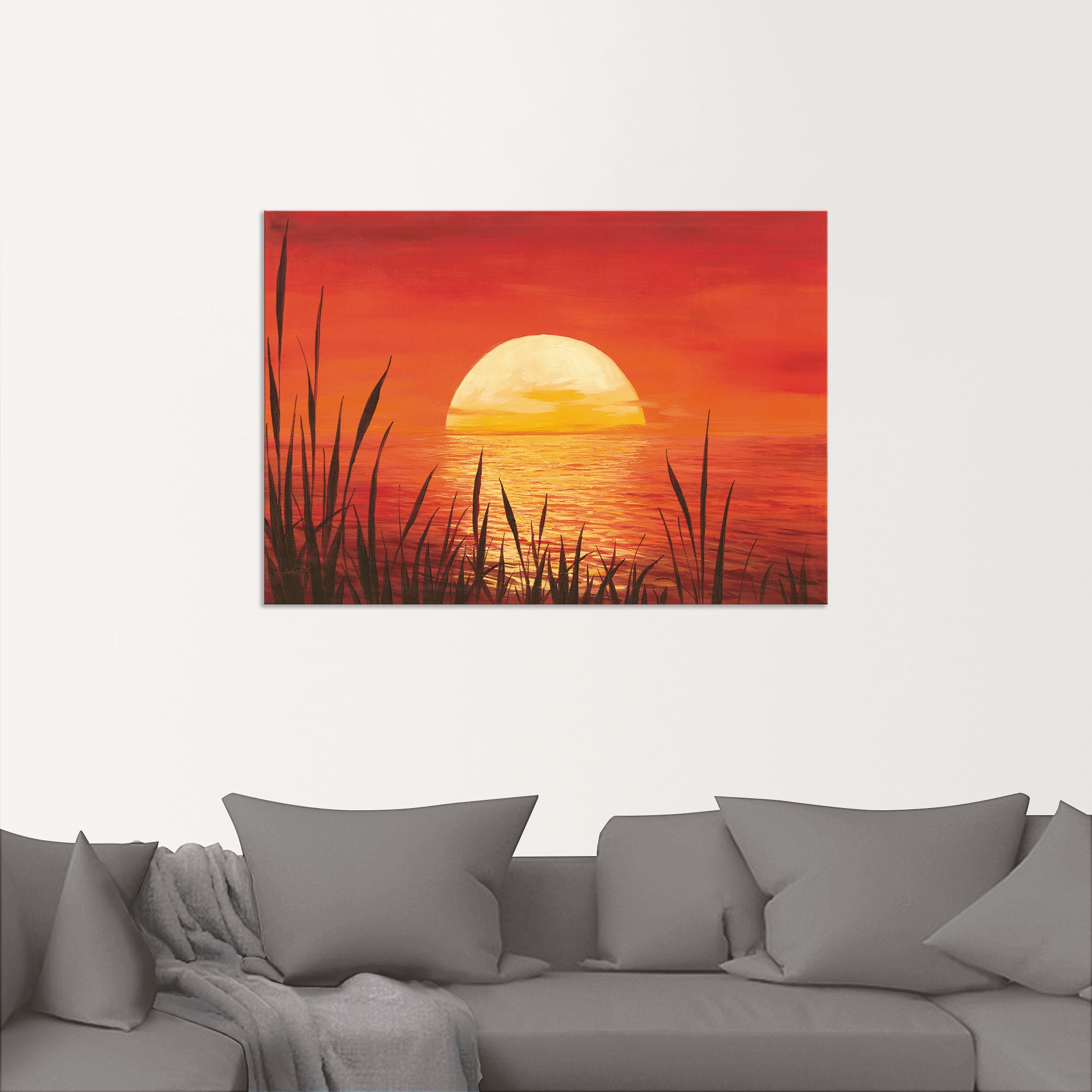 Artland Wandbild »Roter Sonnenuntergang am Ozean« Bilder vom Sonnenuntergang & -aufgang 1 Stk. tlg. als Alubild, Leinwandbild, Poster in verschied. Grössen