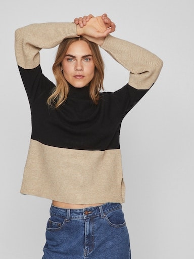 Vila Rollkragenpullover »VIRIL BLOCKING ROLL-NK L/S KNIT TOP-NOOS«, in Colorblock Optik