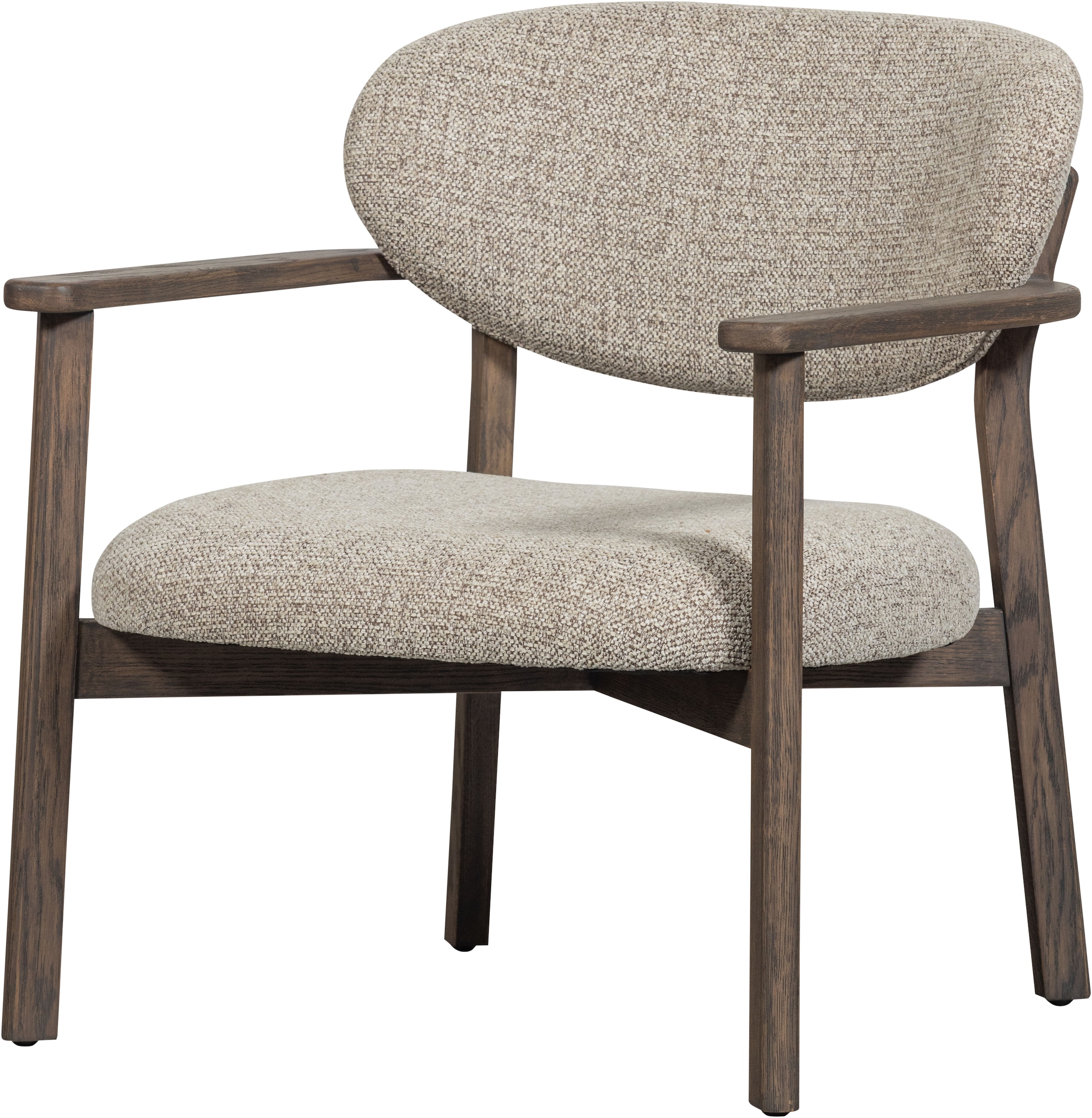 WOOOD Loungesessel »Udar mit More-Melange-Bezug und Eichenholzgestell, B68 x T75 x H76 cm« Sehr hohe Verschleissfestigkeit, Tragkraft 120 kg, mittlere Sitzhöhe