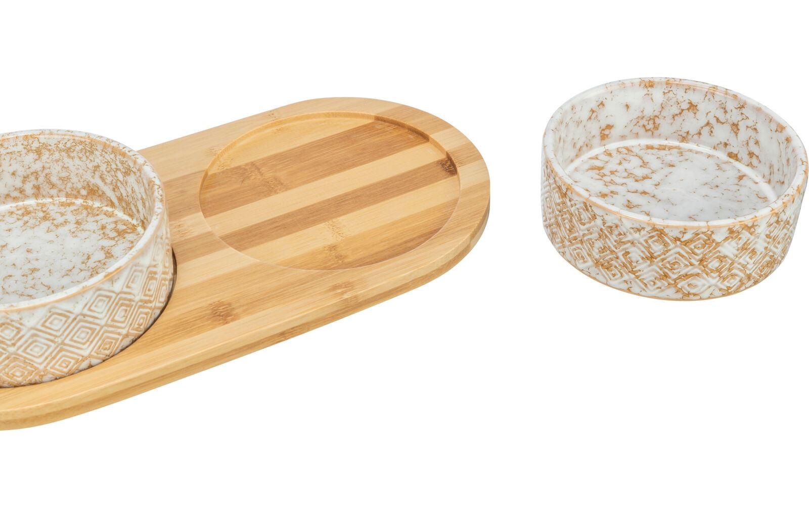 TRIXIE Mangeoire »Napf-Set 2 x 0.8 l, 39 x8 x 20 cm« Compatible avec aliments humides et secs, antidérapant