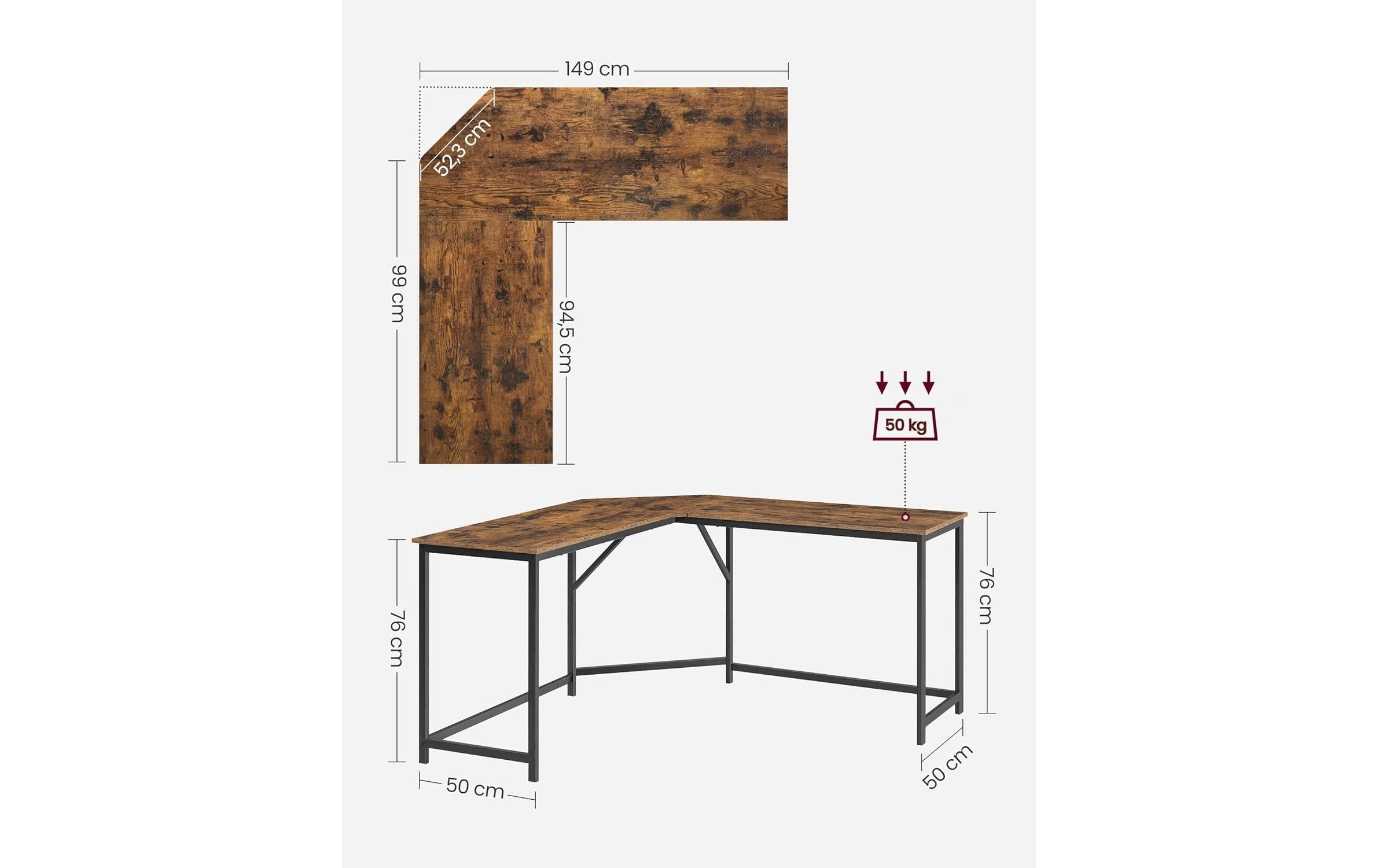 VASAGLE Schreibtisch »L-förmig 140 x 140 cm«