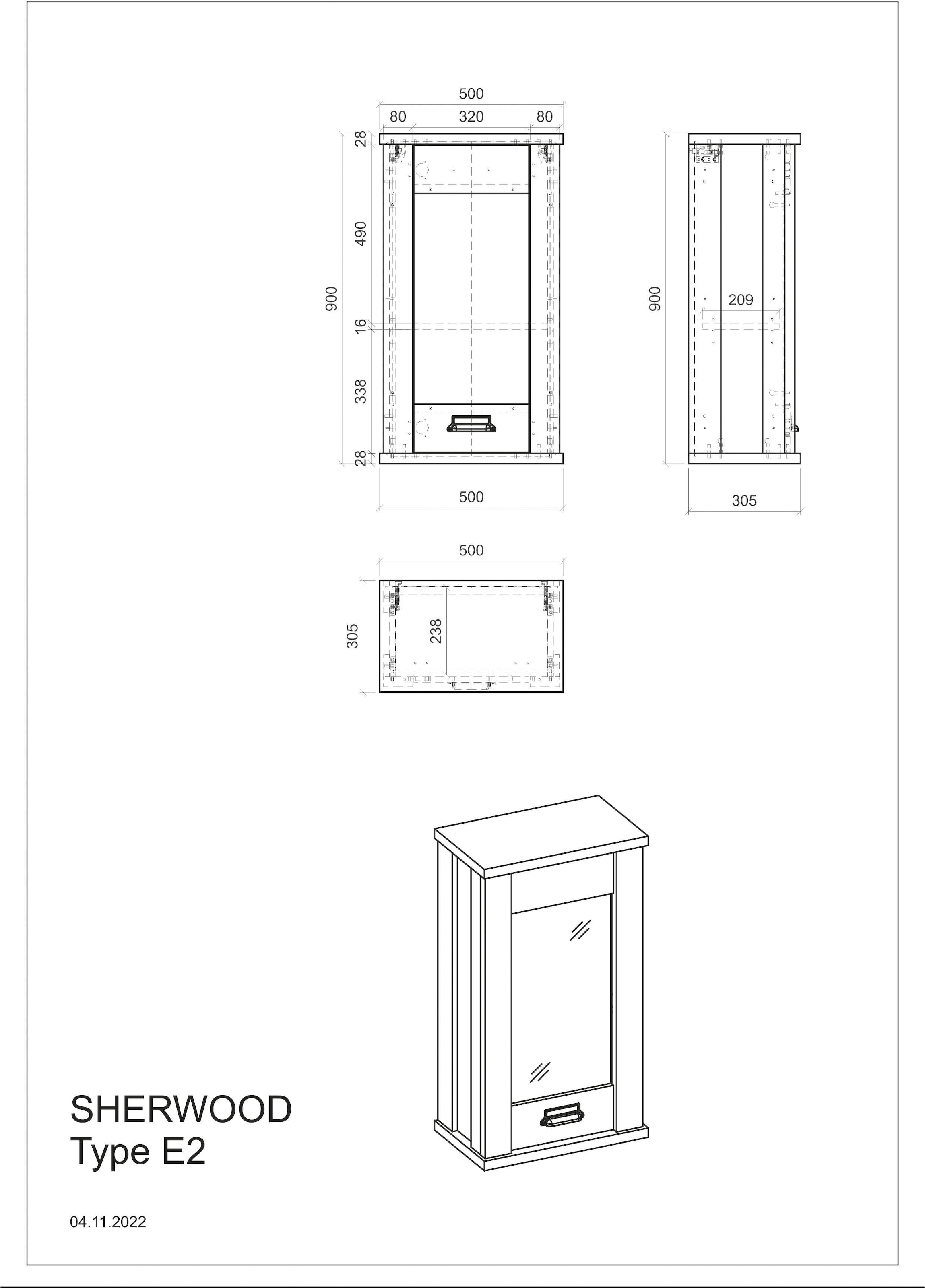 Home affaire Hängeschrank »Sherwood«, mit Apothekergriff aus Metall, Höhe  90 cm versandkostenfrei auf