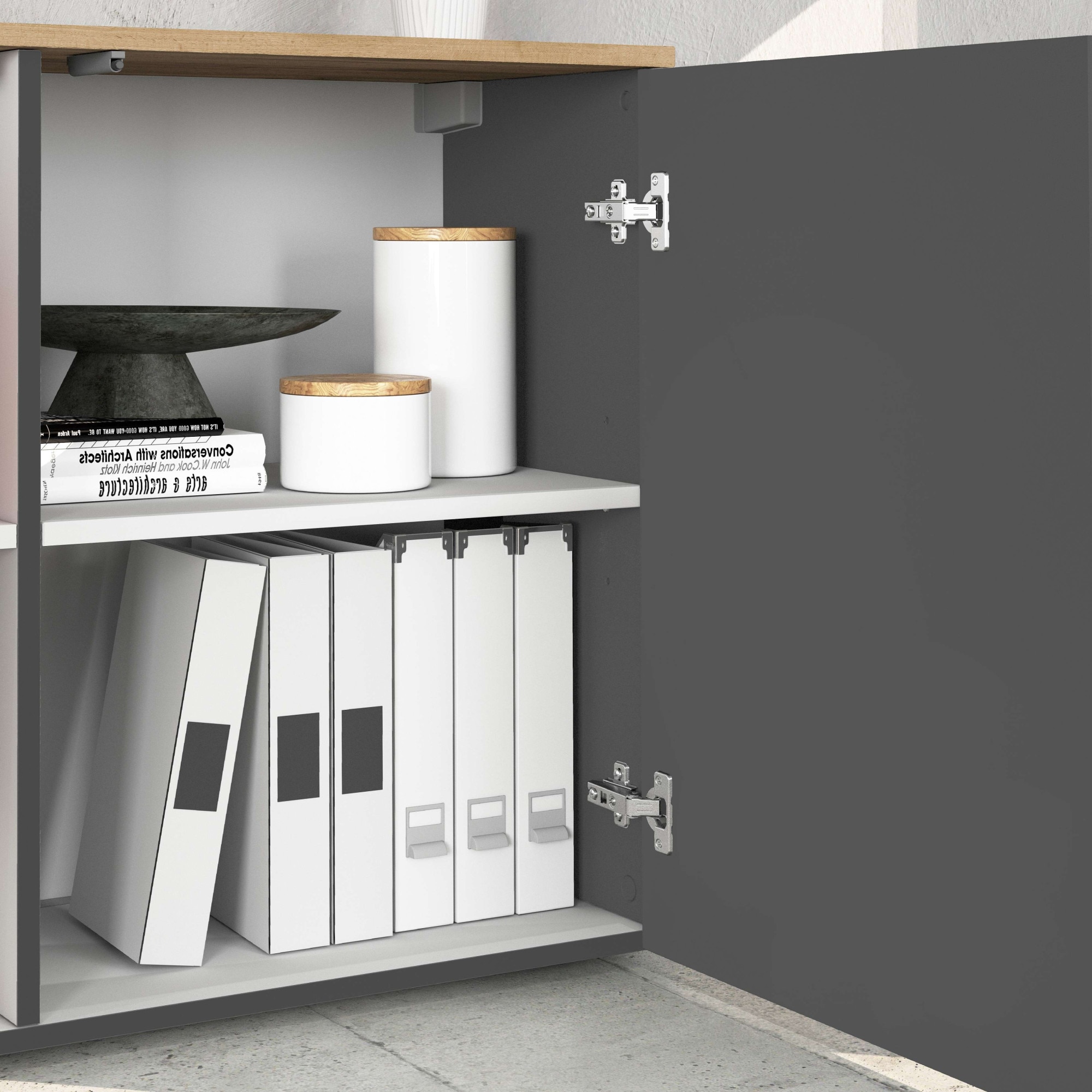 GOODproduct Sideboard »ISEO, Kommode, Schrank, Sideboard, Lowboard, 6 Fächer, Breite 150 cm« 1 Stk. tlg. stehend/hängend, 3 Türen, 6 Fächer, Breite 150 cm