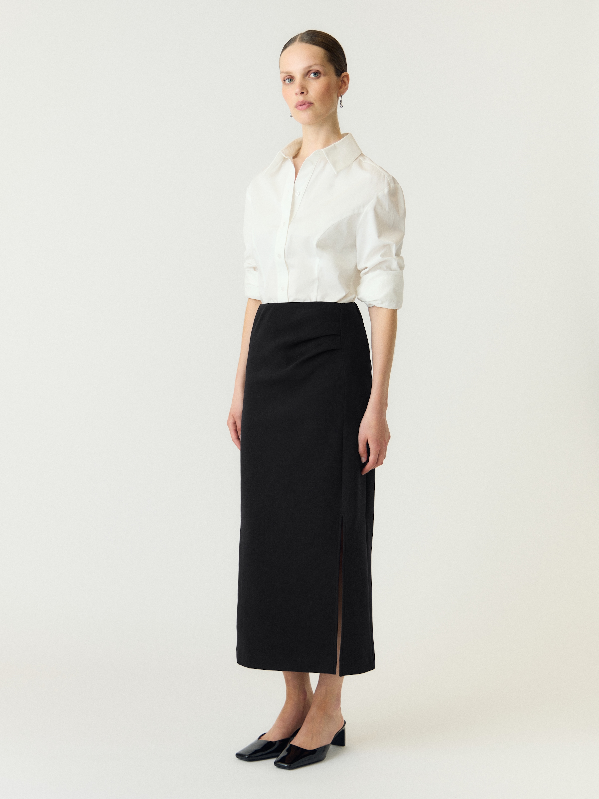 Y.A.S Maxi jupe »YASPINA HW LONG SKIRT NOOS« mélange de coton, taille haute