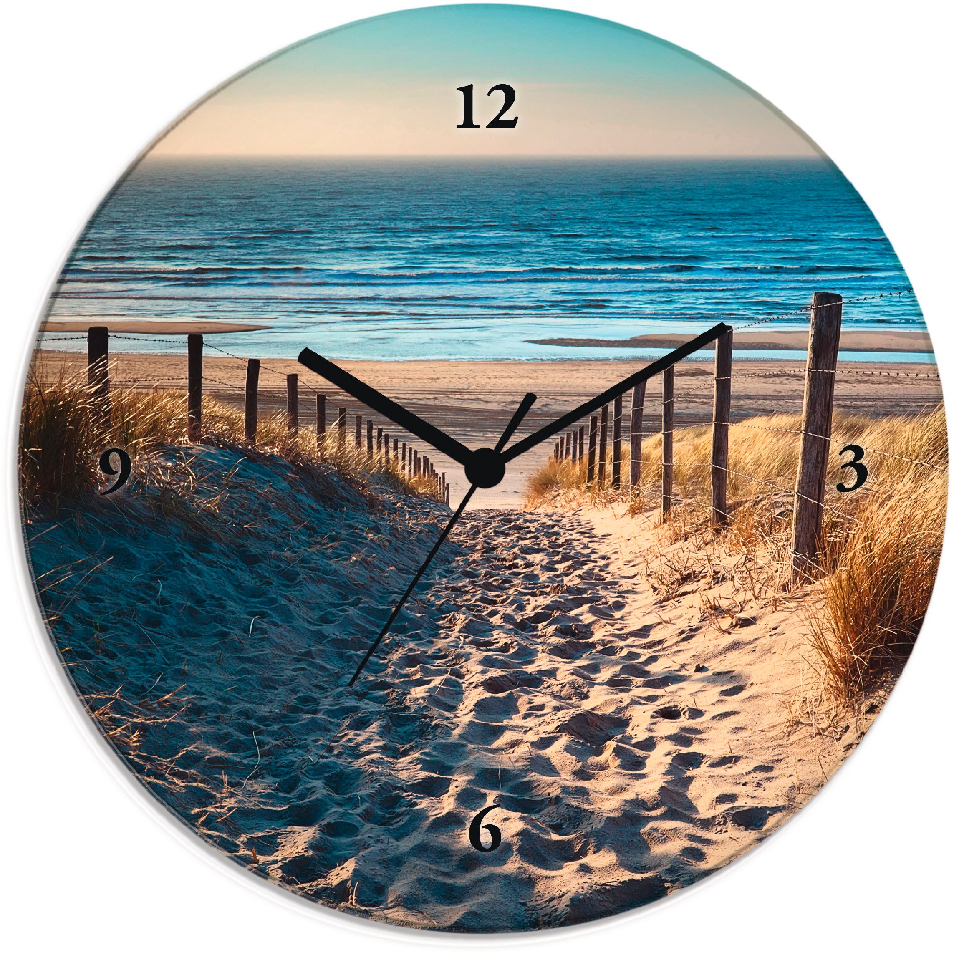 Image of Artland Wanduhr "Weg zum Nordseestrand Sonnenuntergang" wahlweise mit Quarz- oder Funkuhrwerk, lautlos ohne Tickgeräusche