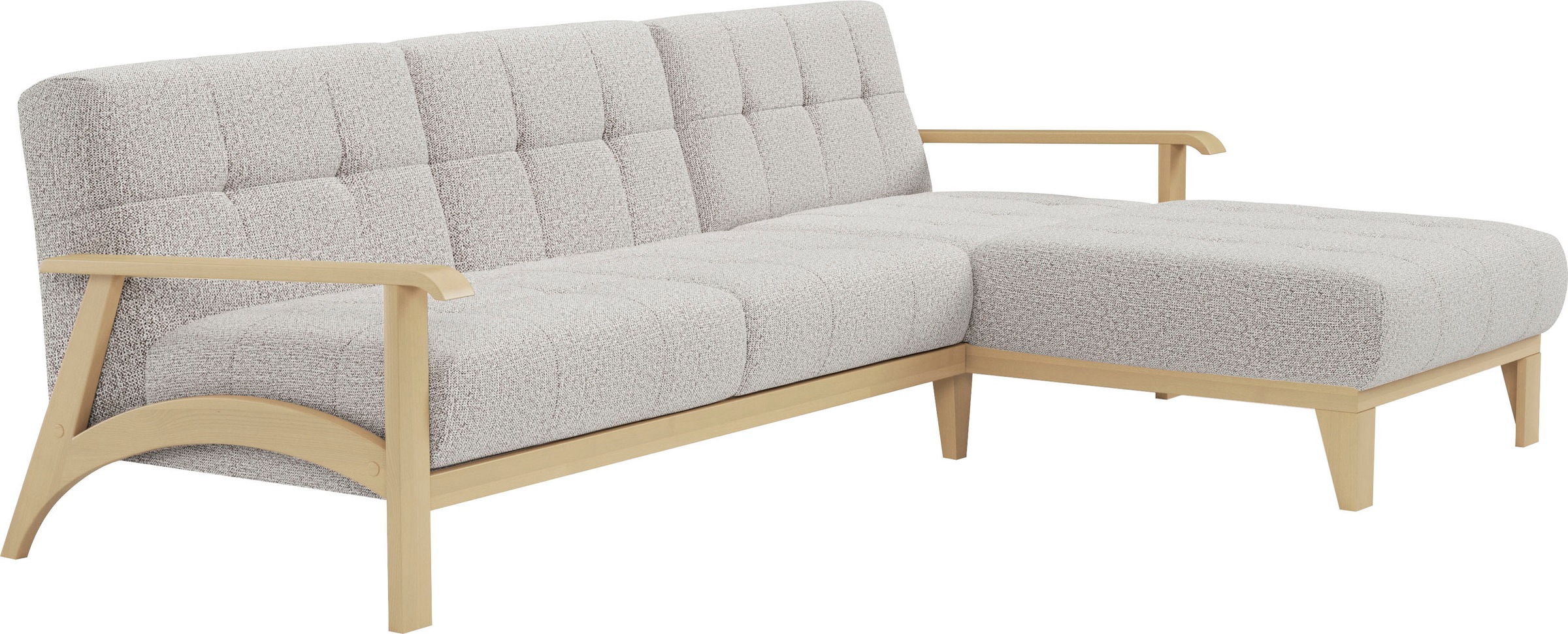 sit&more Ecksofa »Billund L-Form«, Armlehnen aus Buchenholz in natur, verschiedene Bezüge und Farben