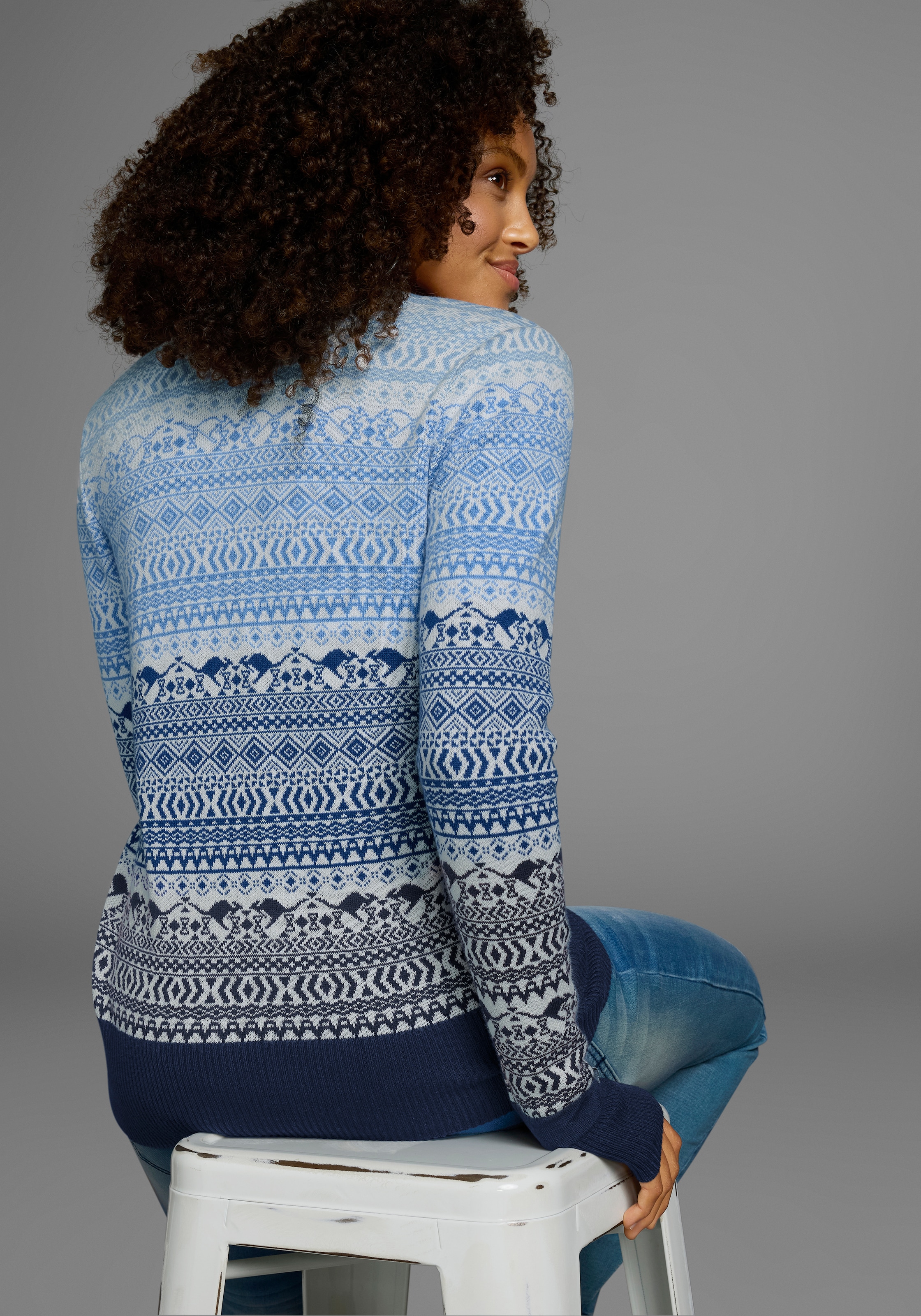 KangaROOS Jacquardpullover, im Norweger-Muster mit kleinen Kängurus
