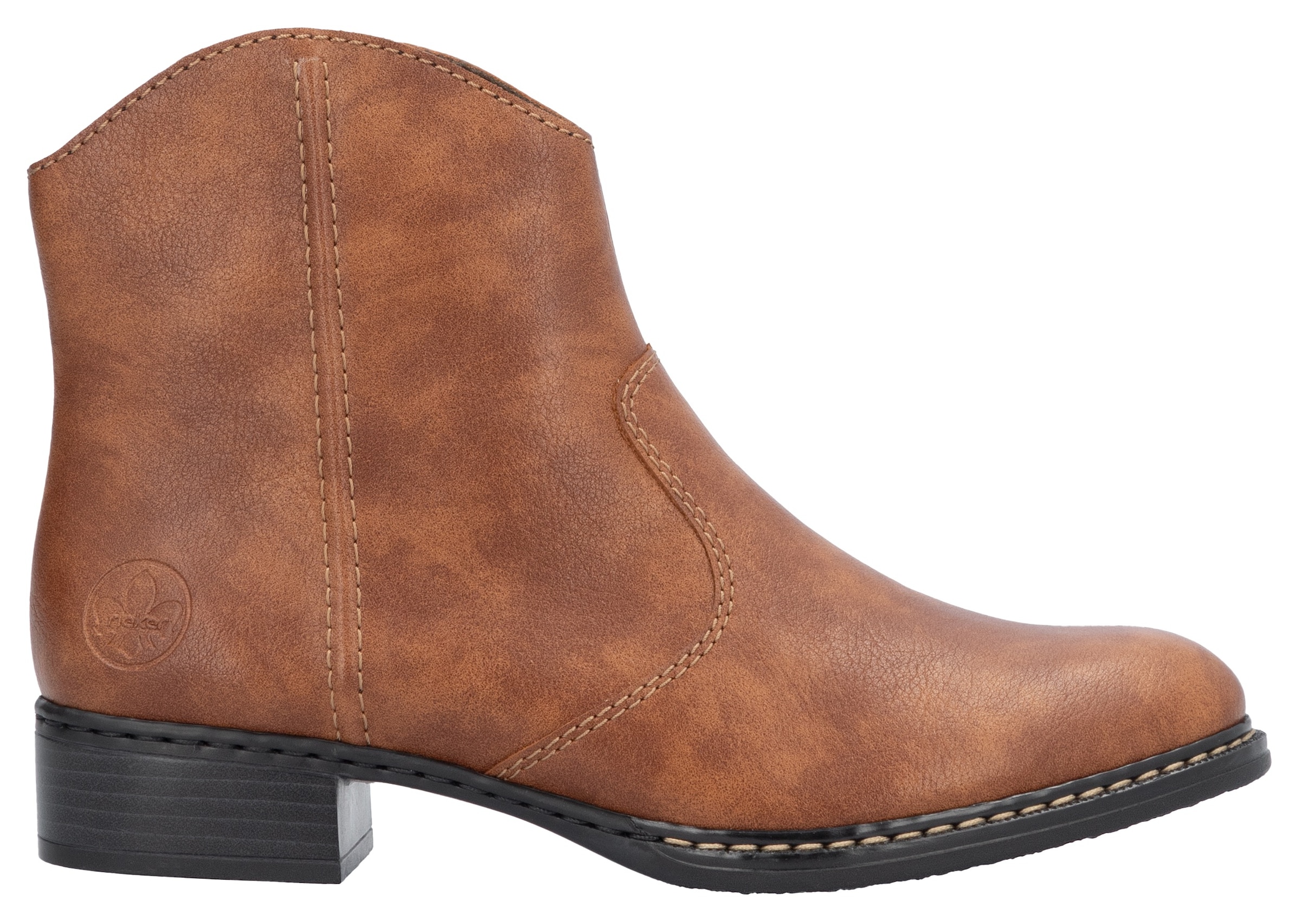 Rieker Cowboy Stiefelette, Westernstiefelette, Stiefelette, Blockabsatz mit Reissverschluss