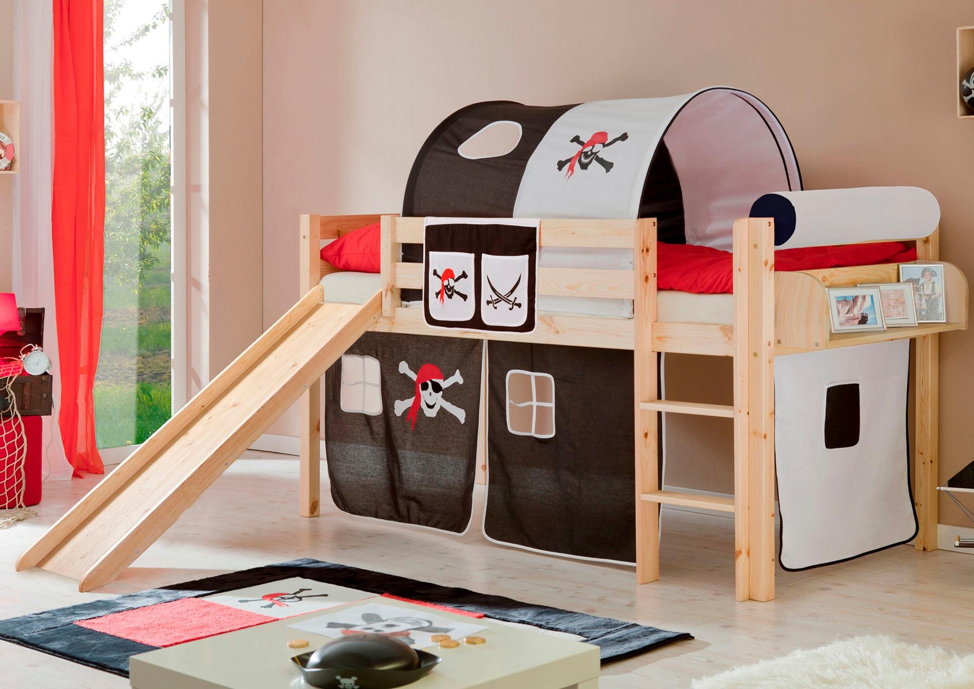 Image of Ticaa Hochbett »Manuel«, mit Rollrost und Textil-Set wahlweise mit Matratze, Kiefer massiv natur bei Ackermann Versand Schweiz