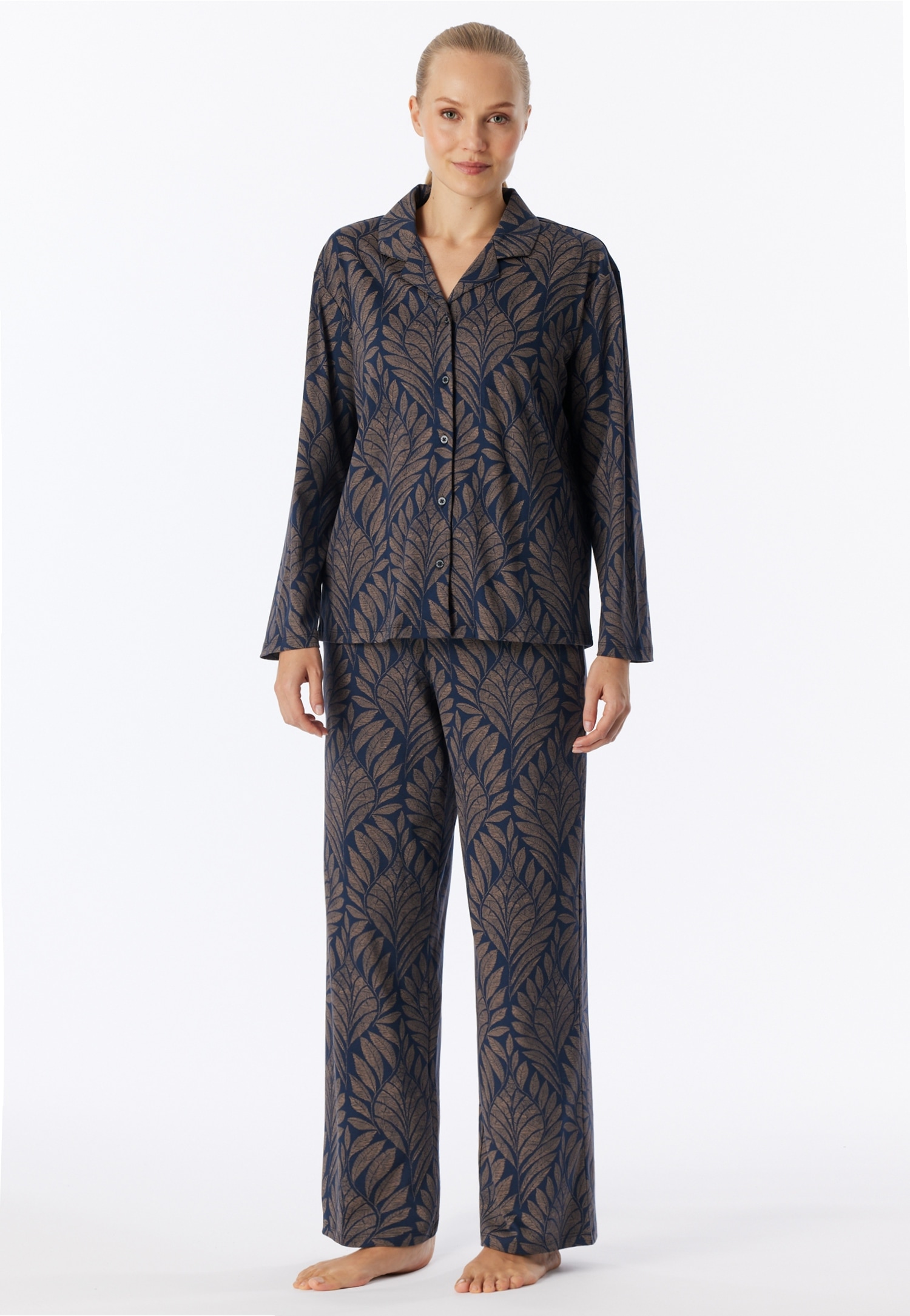 Image of Schiesser Pyjama "Interlock" mit klassischem Kragen und durchgehender Knopfleiste