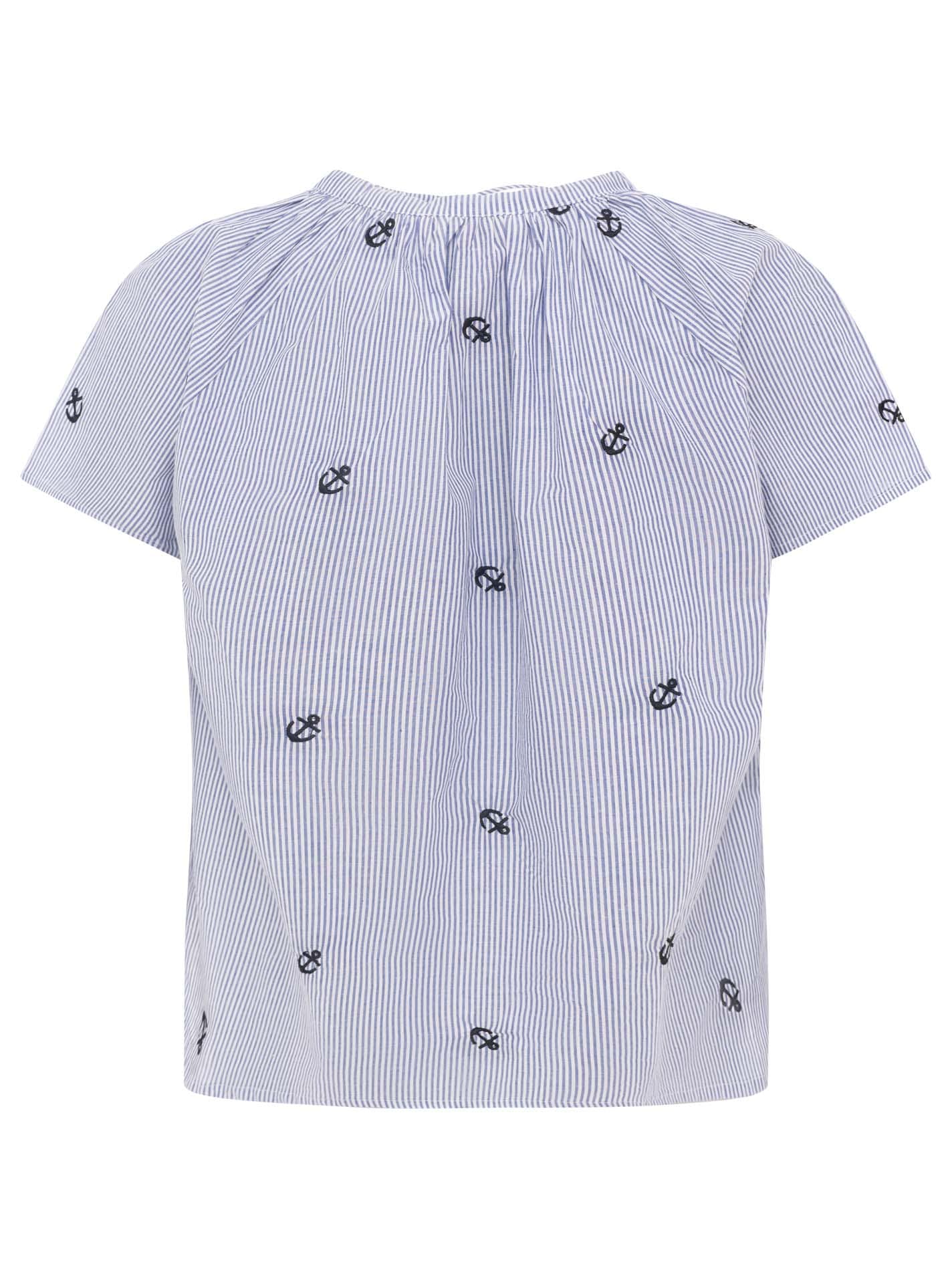 Zwillingsherz Blouse à manches courtes »"Stripe & Stitch"« Kurzarm, mit Stickerei, Tunnelzug und Tasseln