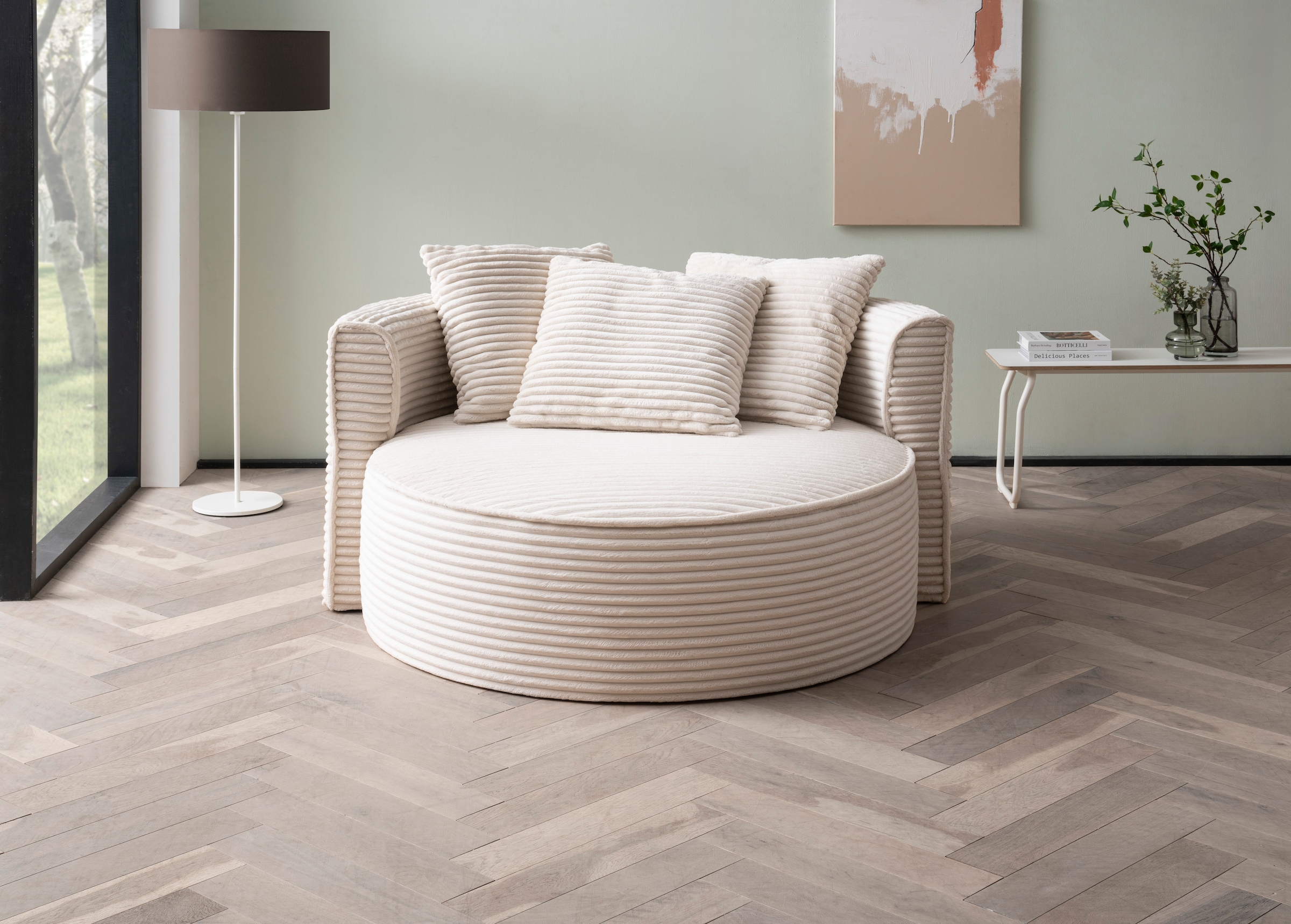 LeGer Home by Lena Gercke XXL-Sessel »Isalie, Lesesessel, Loveseat, inklusive Zierkissen«, extra grosse Sitzfläche, optional mit Hocker, Cord, Samt, Bouclé