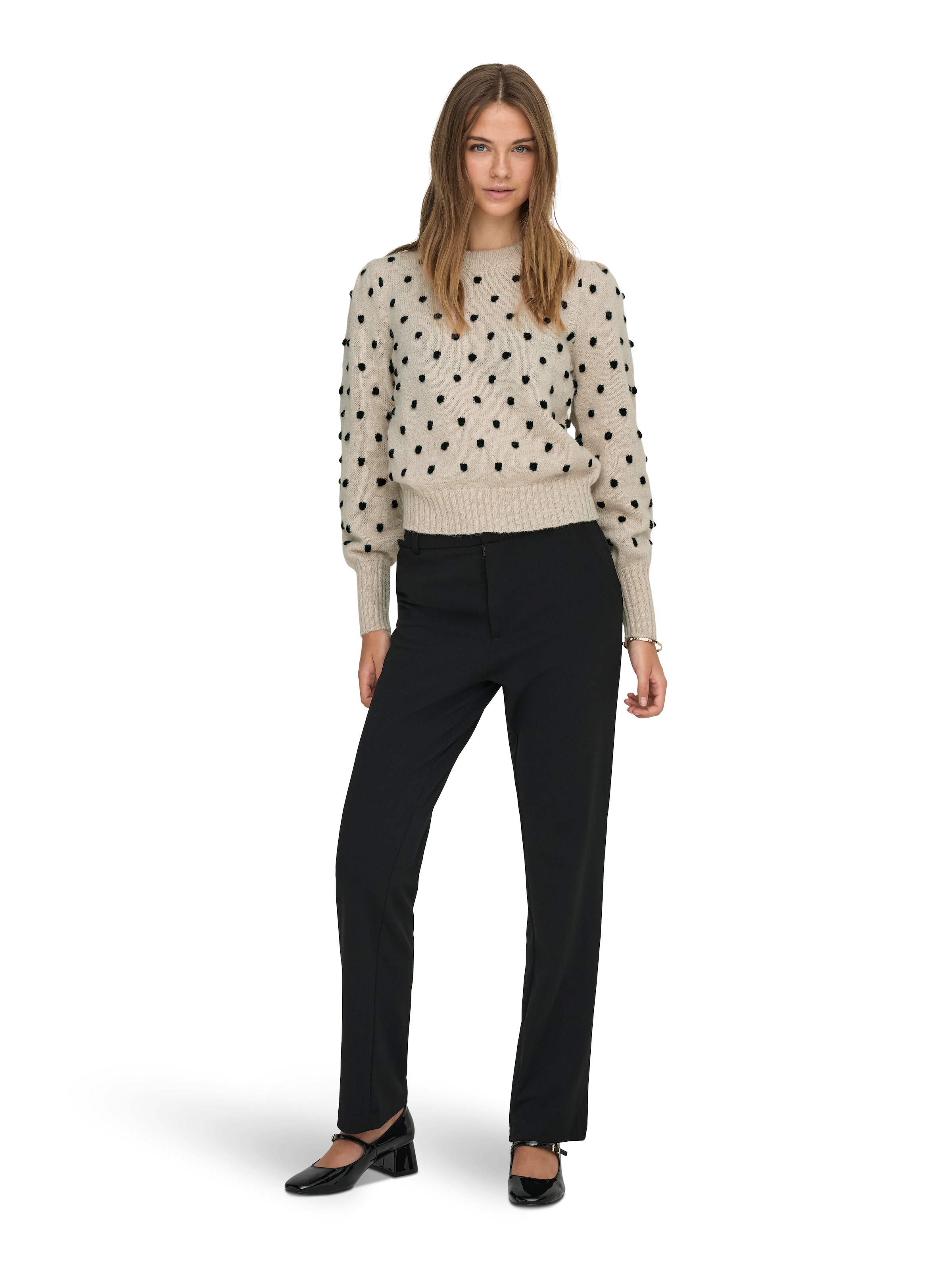 JDY Pull à col rond »JDYSIGRID LIFE L/S ON PUFF PULL KNT NOOS« in gepunkteter Optik