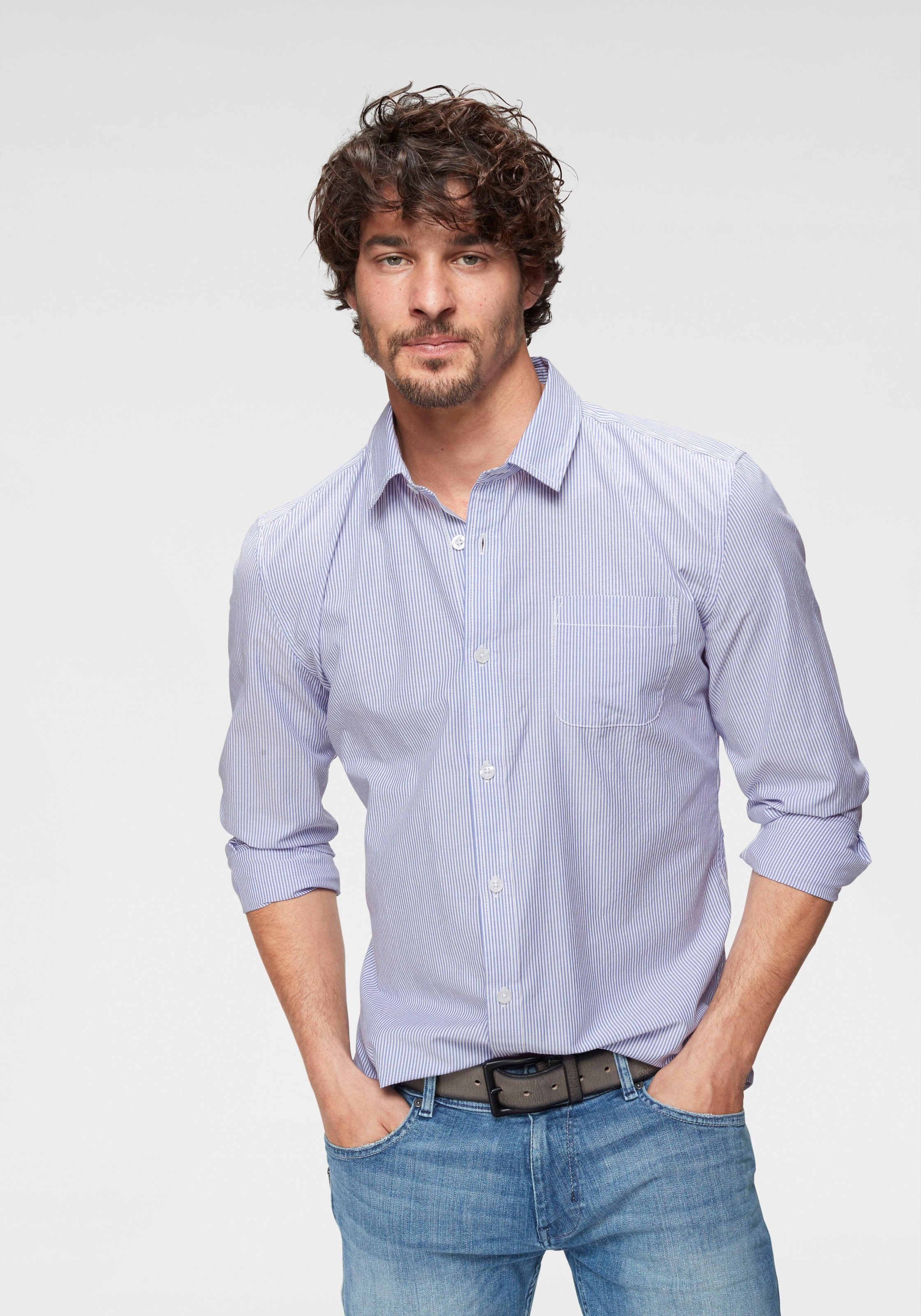 Image of John Devin Langarmhemd, schmal gestreift bei Ackermann Versand Schweiz