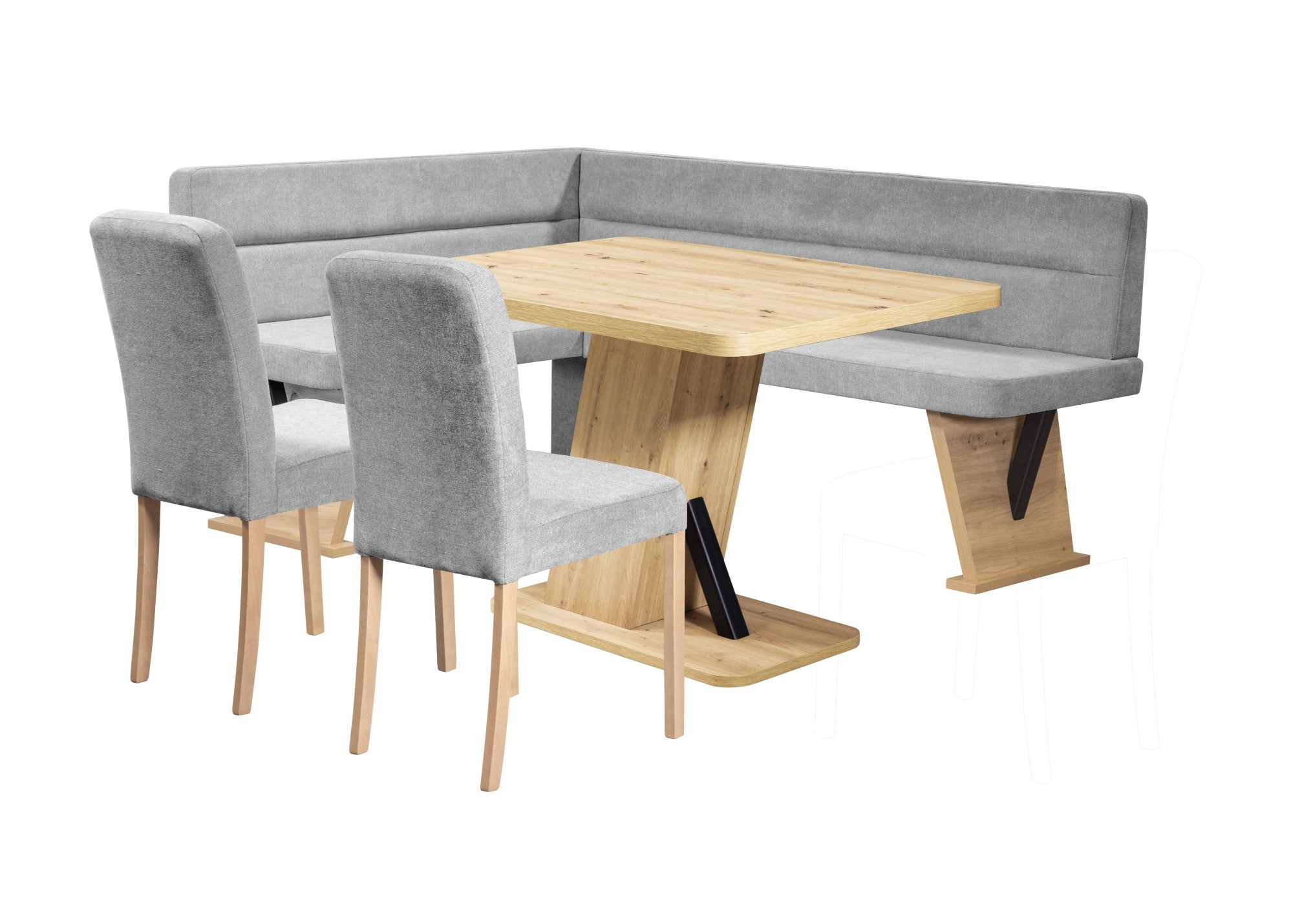 Home affaire Eckbankgruppe »Laros Sitzgruppe, Eckbank, Stühle, Tisch«, (Set, 4tlg Set), perfekt für Küche, Esszimmer, Wohnzimmer, Bestseller