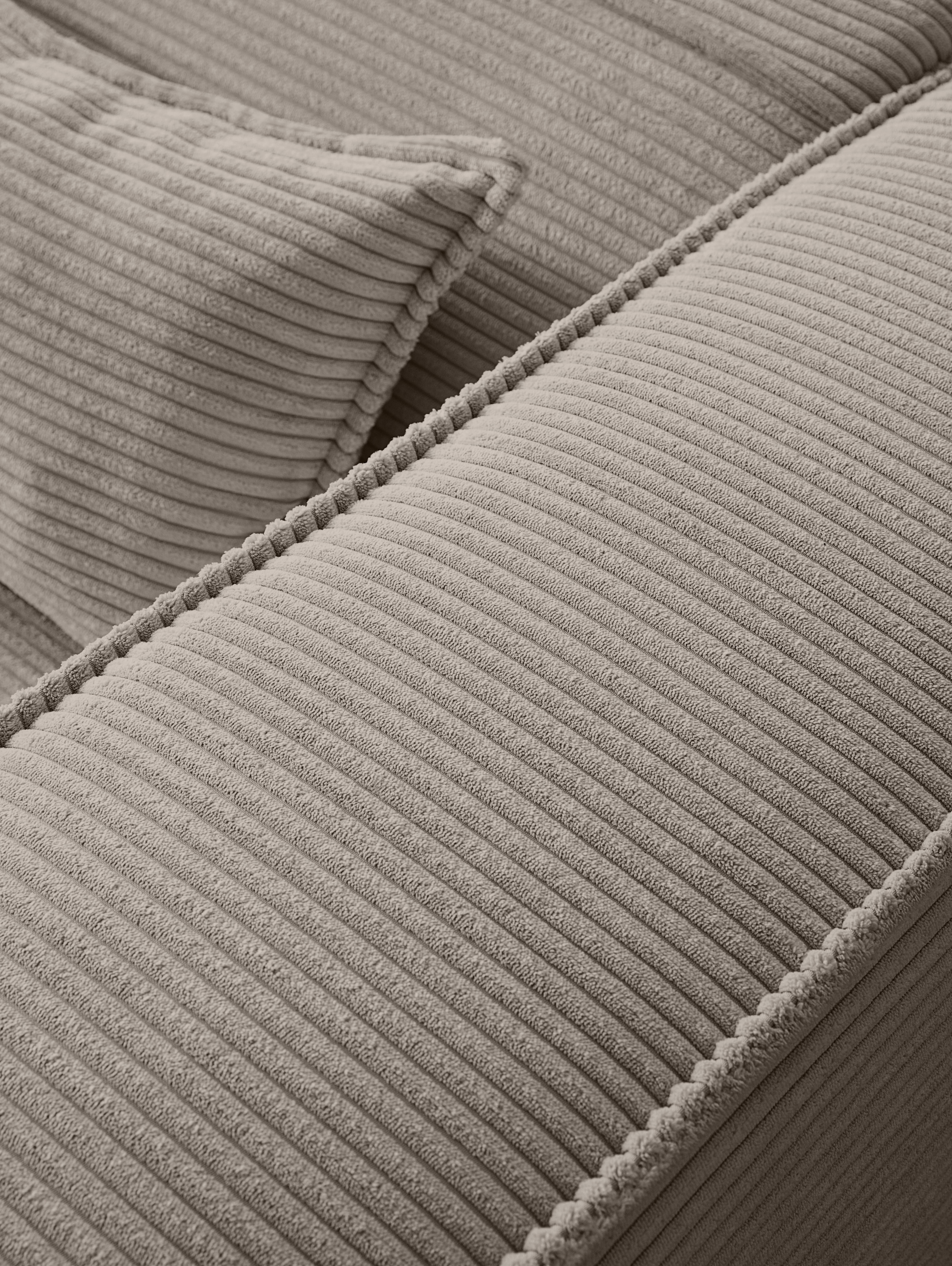 LeGer Home by Lena Gercke Ecksofa »PIARA mit Kedernaht, Cord, Leinenoptik o. Strukturstoff, Couch, L-Form«, wahlweise Ottomane rechts/links, schwarze Füsse, bequemer Sitzkomfort