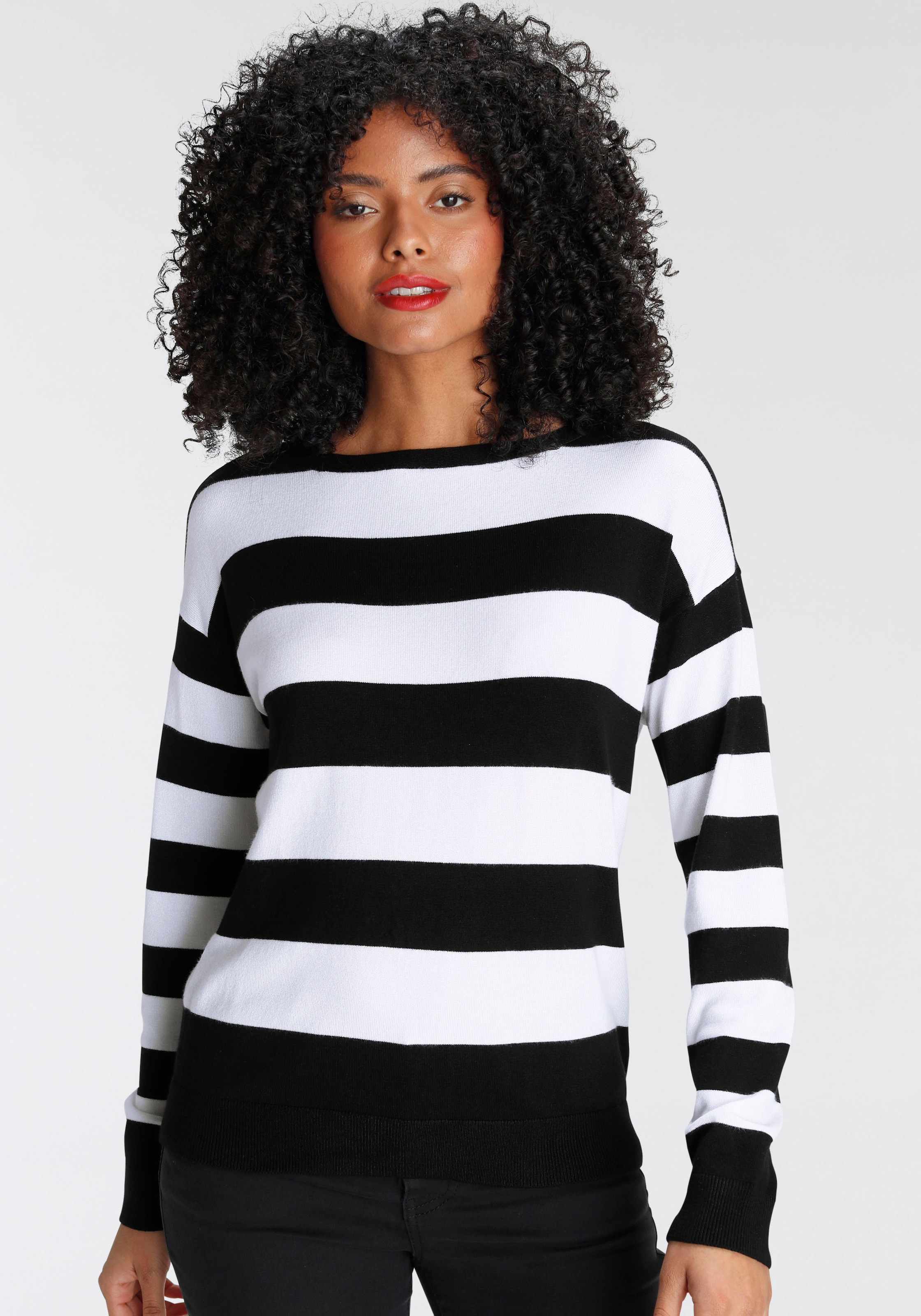 Image of AJC Strickpullover mit Blockstreifen und Rundhalsausschnitt
