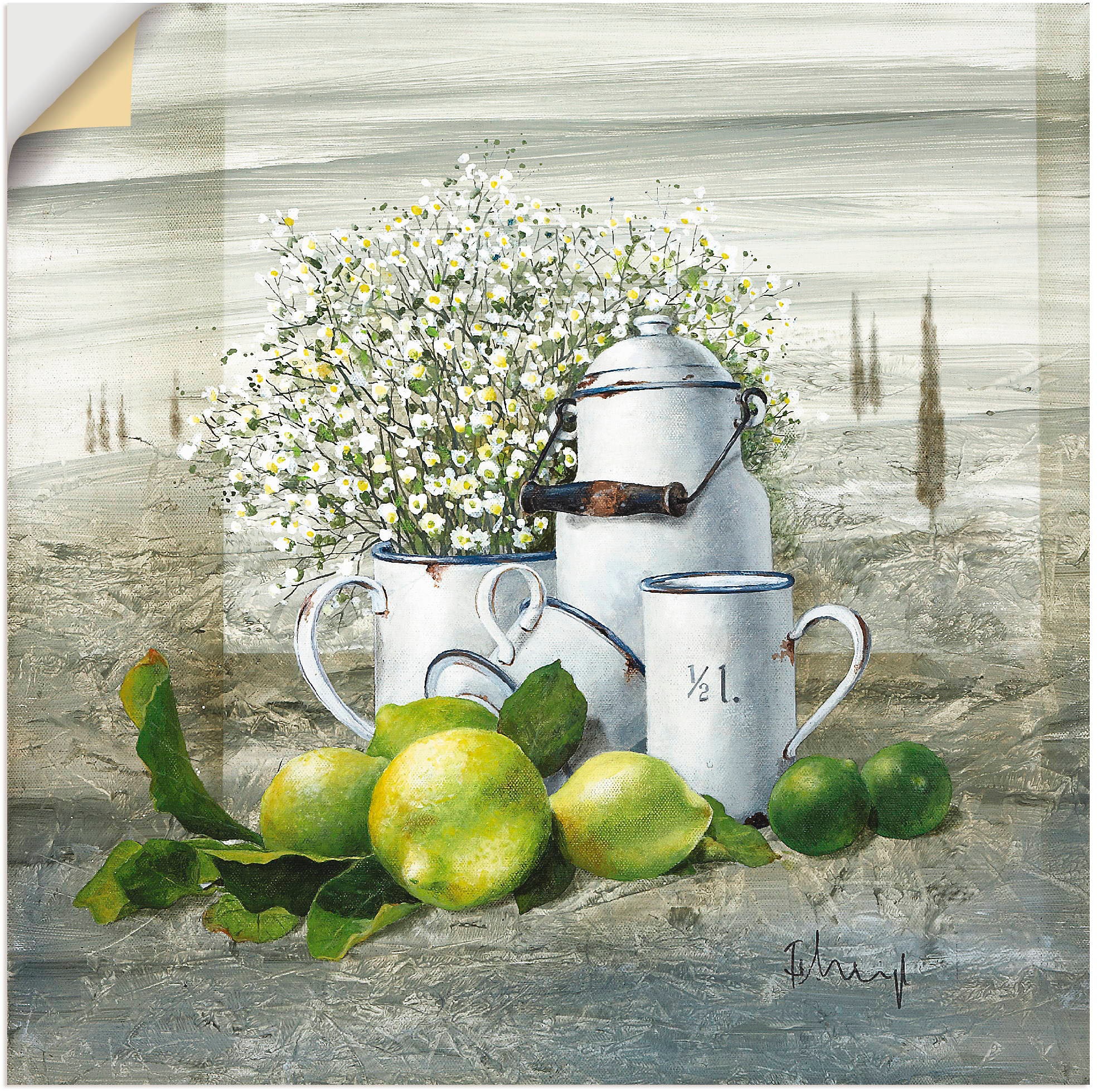 Image of Artland Wandbild »Stillleben mit Milchkanne«, Arrangements, (1 St.), in vielen Grössen & Produktarten -Leinwandbild, Poster, Wandaufkleber / Wandtattoo auch für Badezimmer geeignet bei Ackermann Versand Schweiz