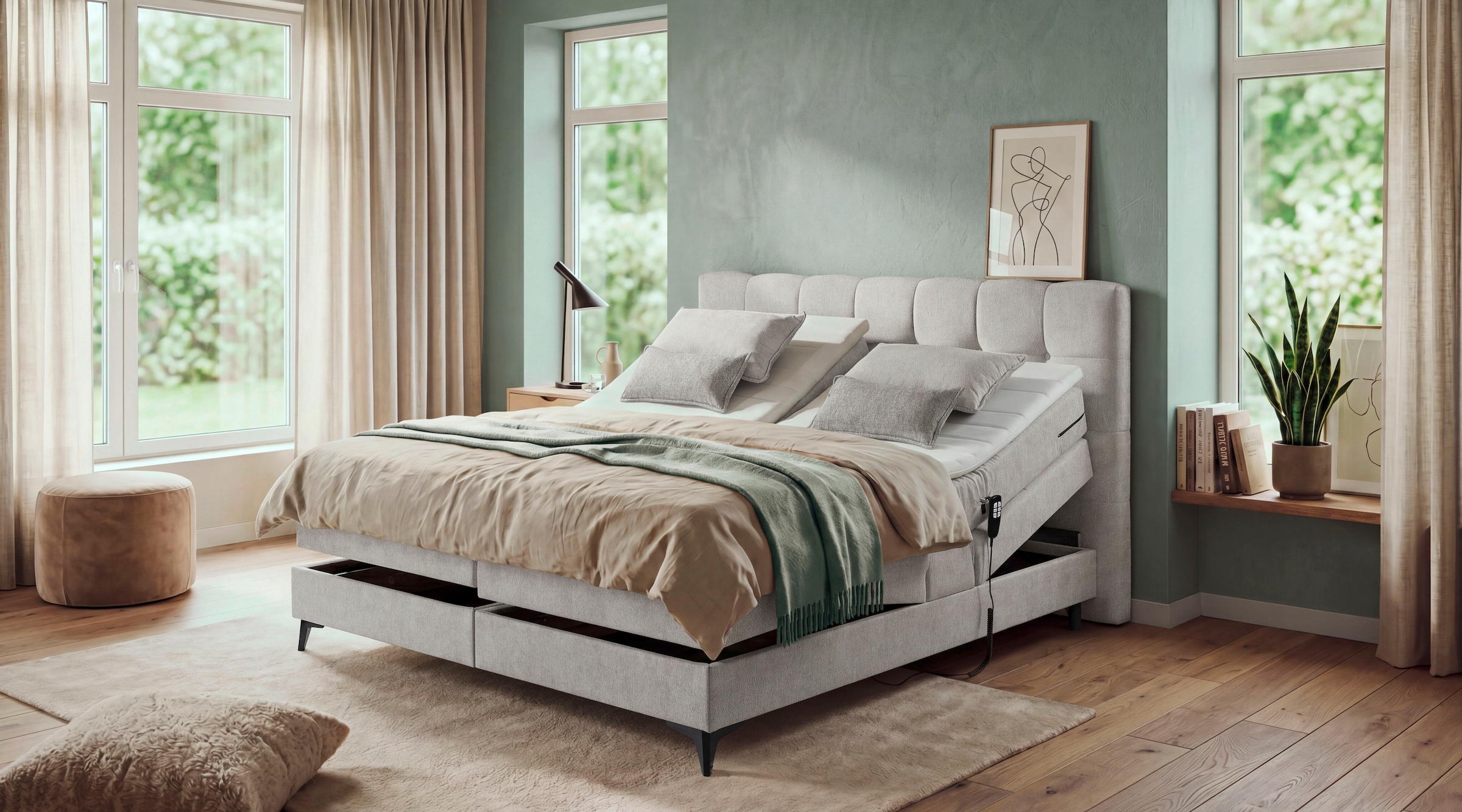 ED EXCITING DESIGN Lit boxspring »Atlas 180x200cm, elektrisch verstellbar« incl. surmatelas, matelas à 7 zones, réglable électriquement