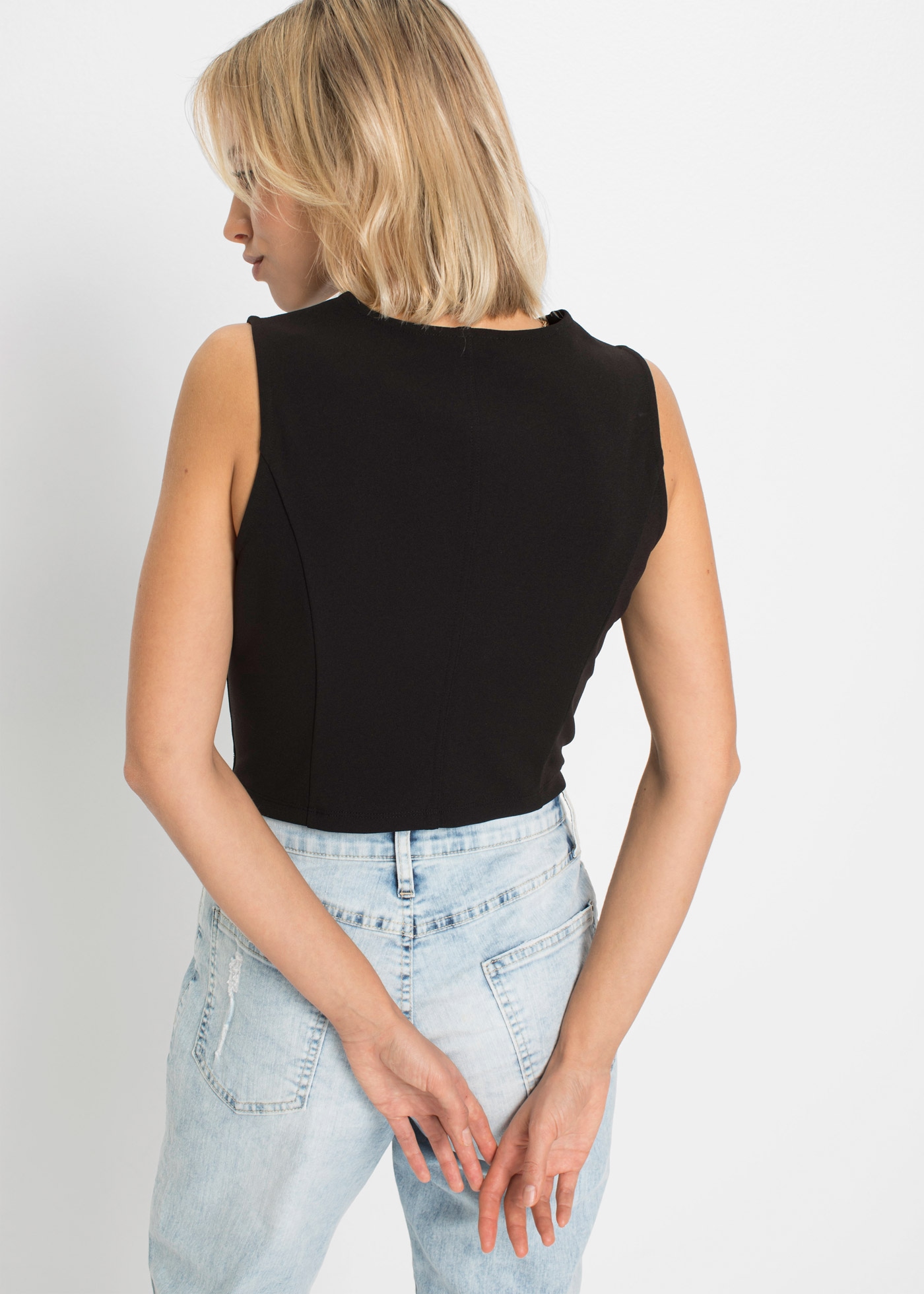 bonprix Gilet de costume aus fester Interlock-Qualität, eng anliegende Passform