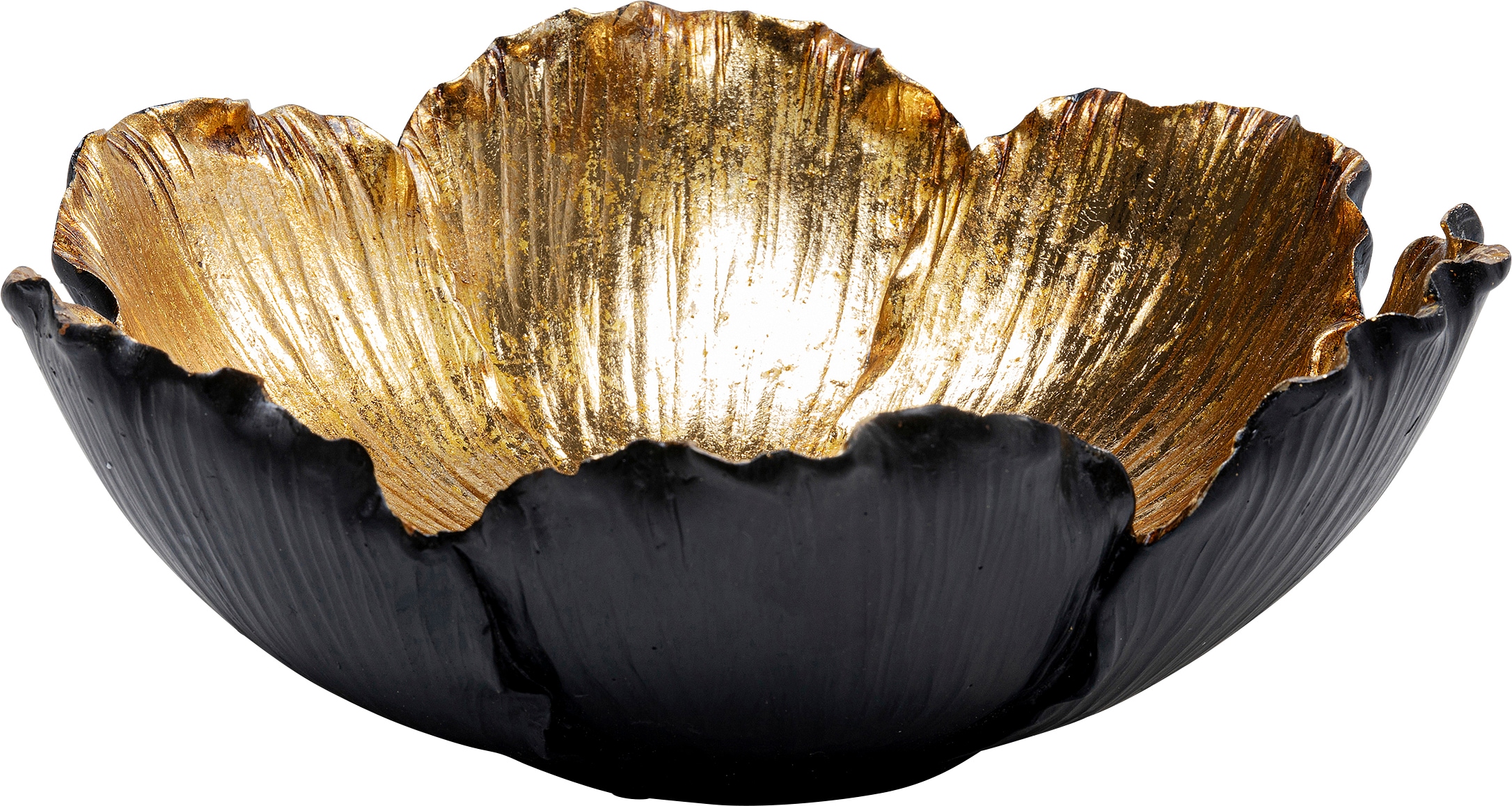 Kare Design Bol »Flower Bloom Schwarz Gold« aus polyresin (pierre artificielle) aus foliertem Polyresin