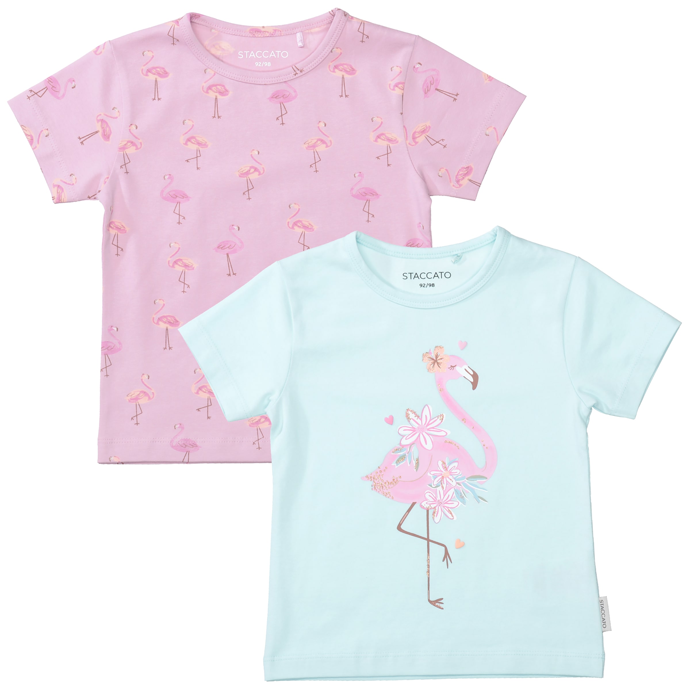 Image of STACCATO T-Shirt 2 tlg. 2er Pack mit Flamingo-Motiven, Allover-Druck, für Girls