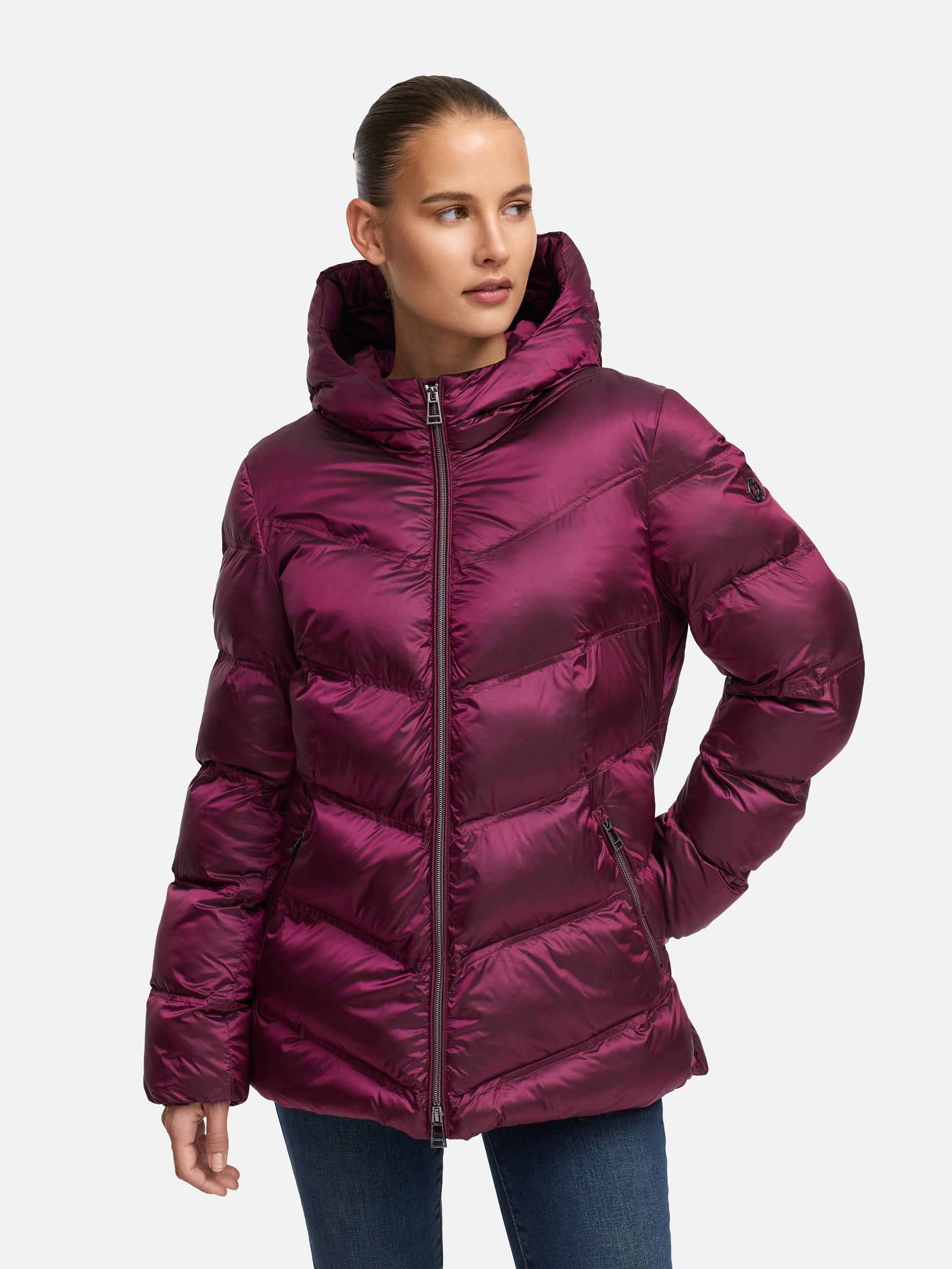 MANISA Steppjacke, mit Kapuze, mit Stehkragen, Kapuze und elastischem Ärmelsaum