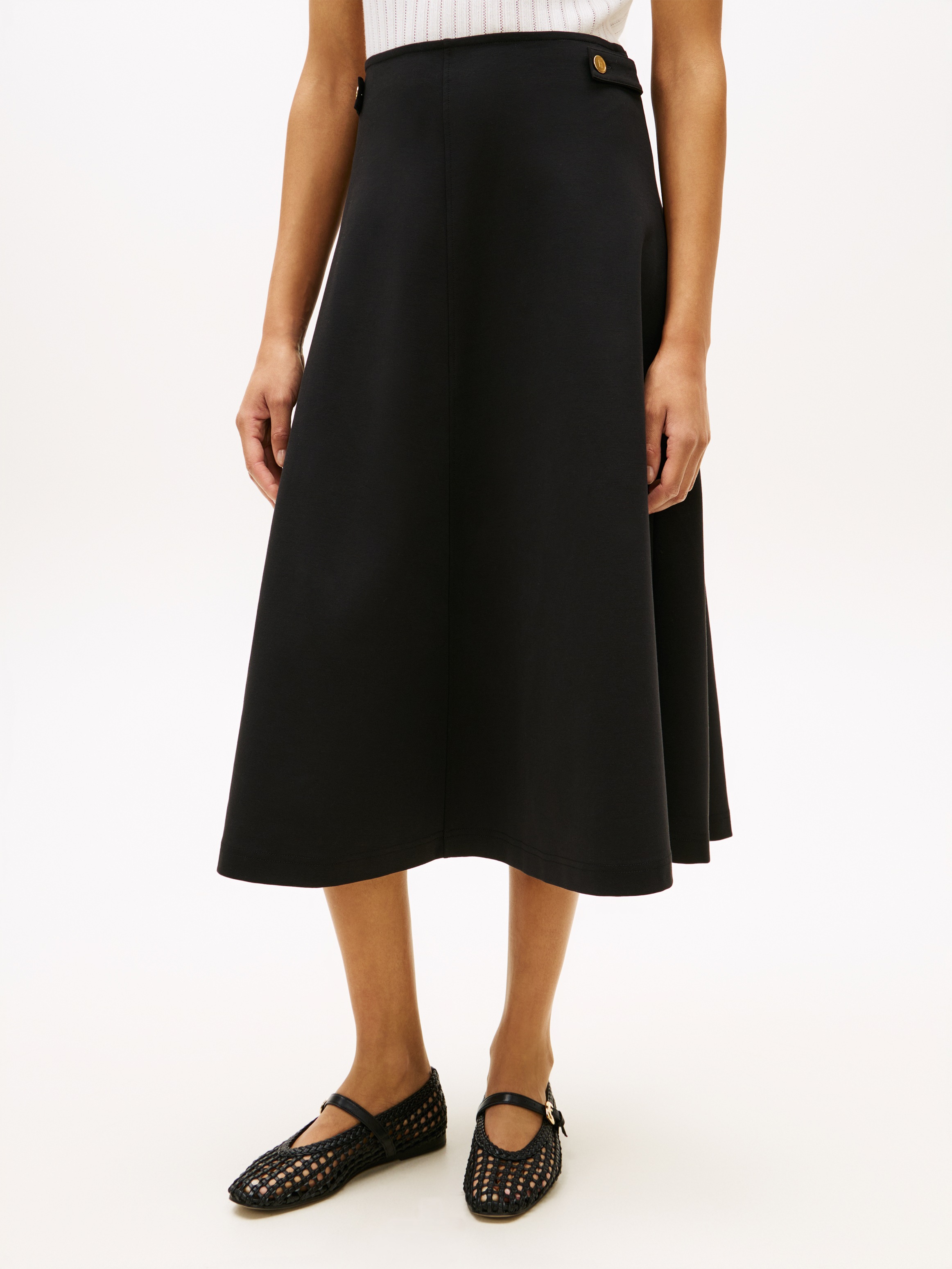 Image of Tommy Hilfiger A-Linien-Rock "GOLD BUTTON MIDI SKIRT" mit Zierknöpfen