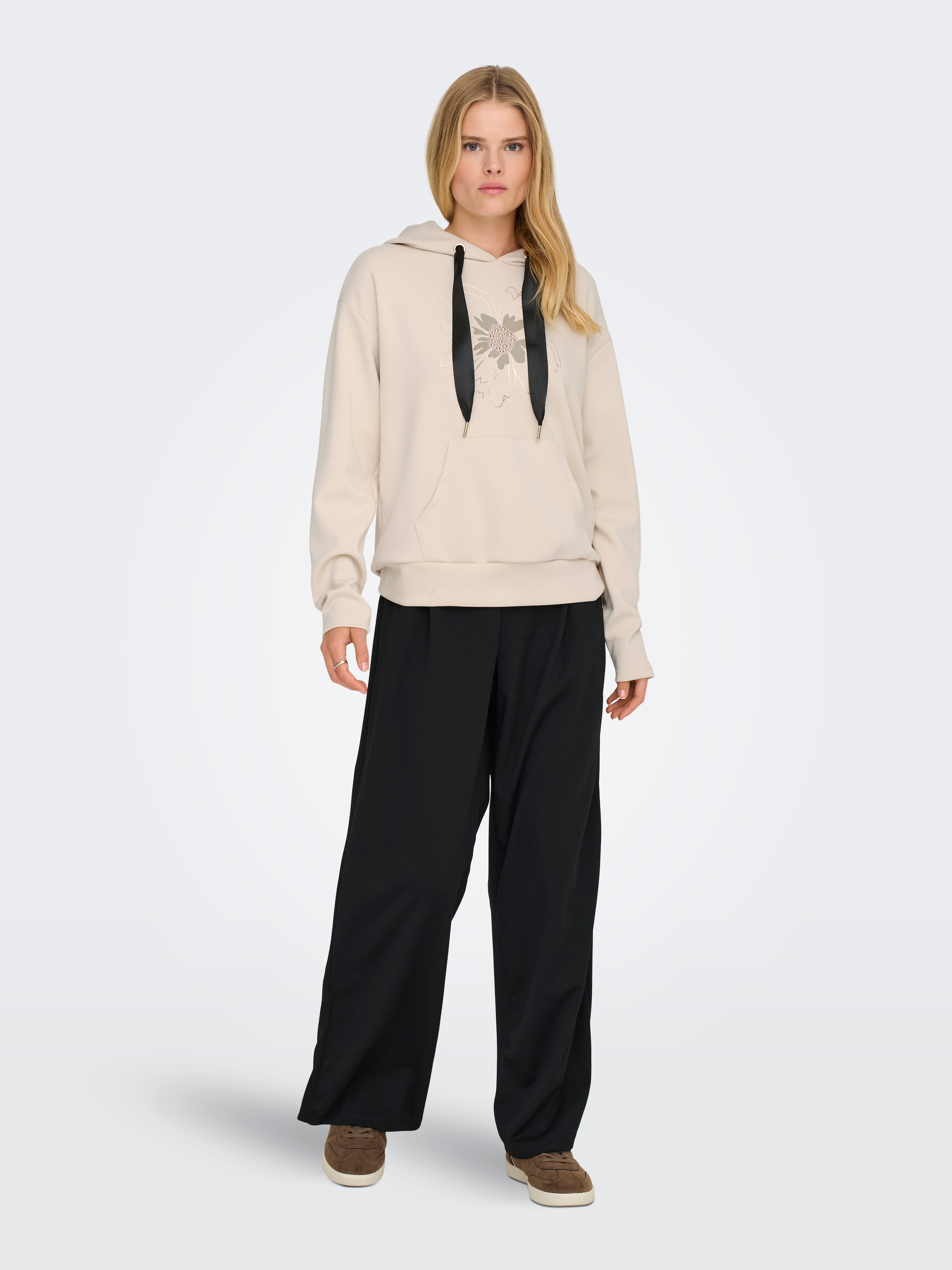 ONLY Sweatshirt »ONLFANCY L/S HOOD PRINT SWT«, Materialmix, regular fit
