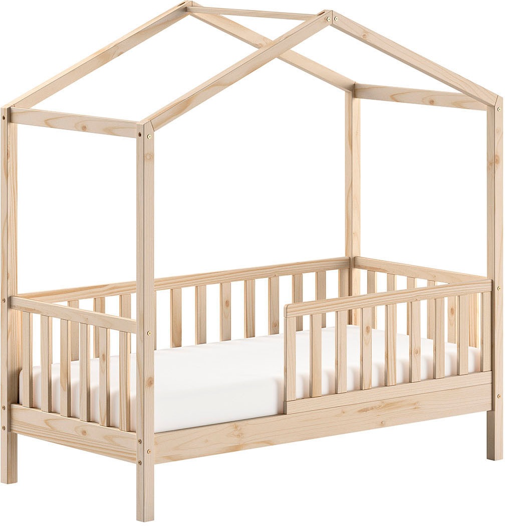 Vipack Lit de maison »Junior Hausbett 70/140, umlaufender Rausfallschutz, stabil gebaut« L/H/P env. 148x150,6x75,8 cm, disponible en différentes couleurs,  incl. sommier à lattes et structure de toit