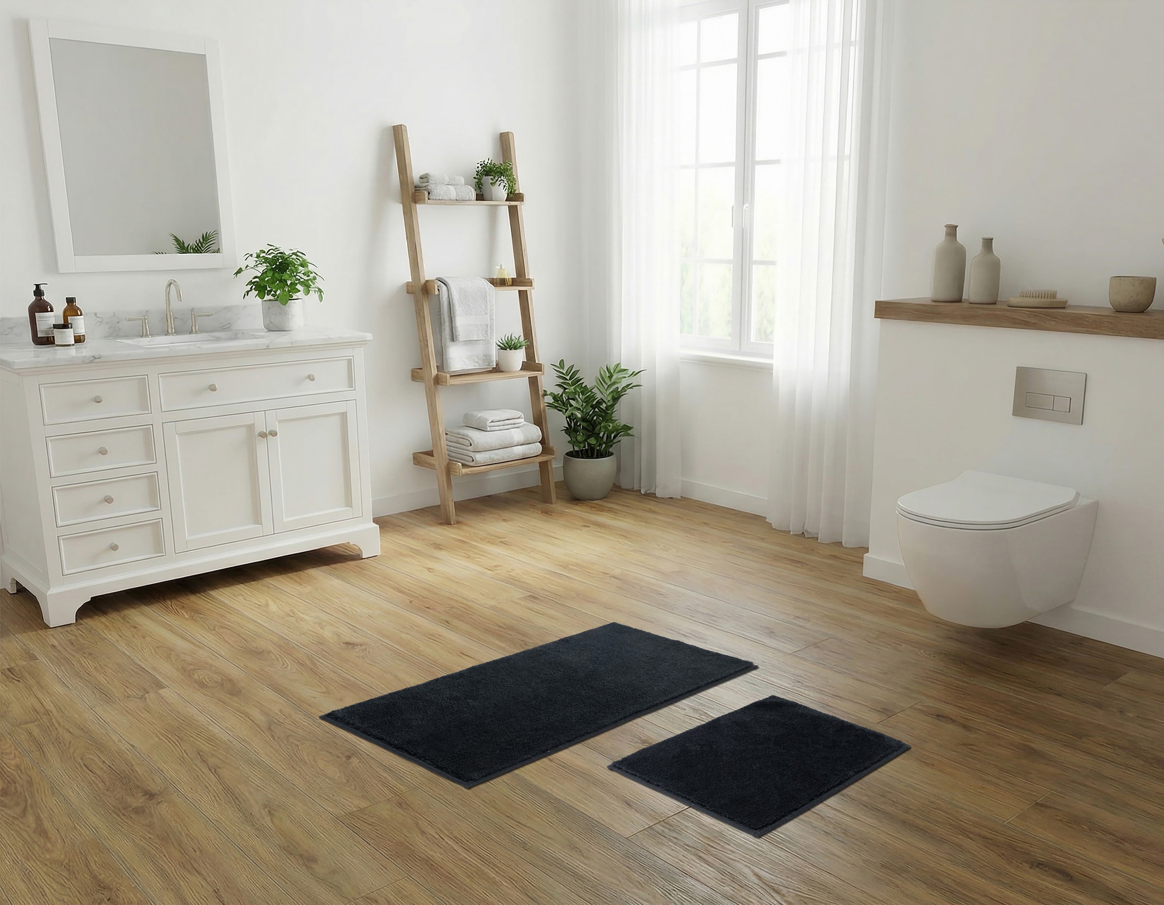GOODproduct Badematte »Cali, Badvorleger, Badezimmer Teppich, Duschvorleger« Höhe 10 mm rutschhemmend beschichtet fussbodenheizungsgeeignet | schnell trocknend weich, Uni Farben, auch als Teppich erhältlich