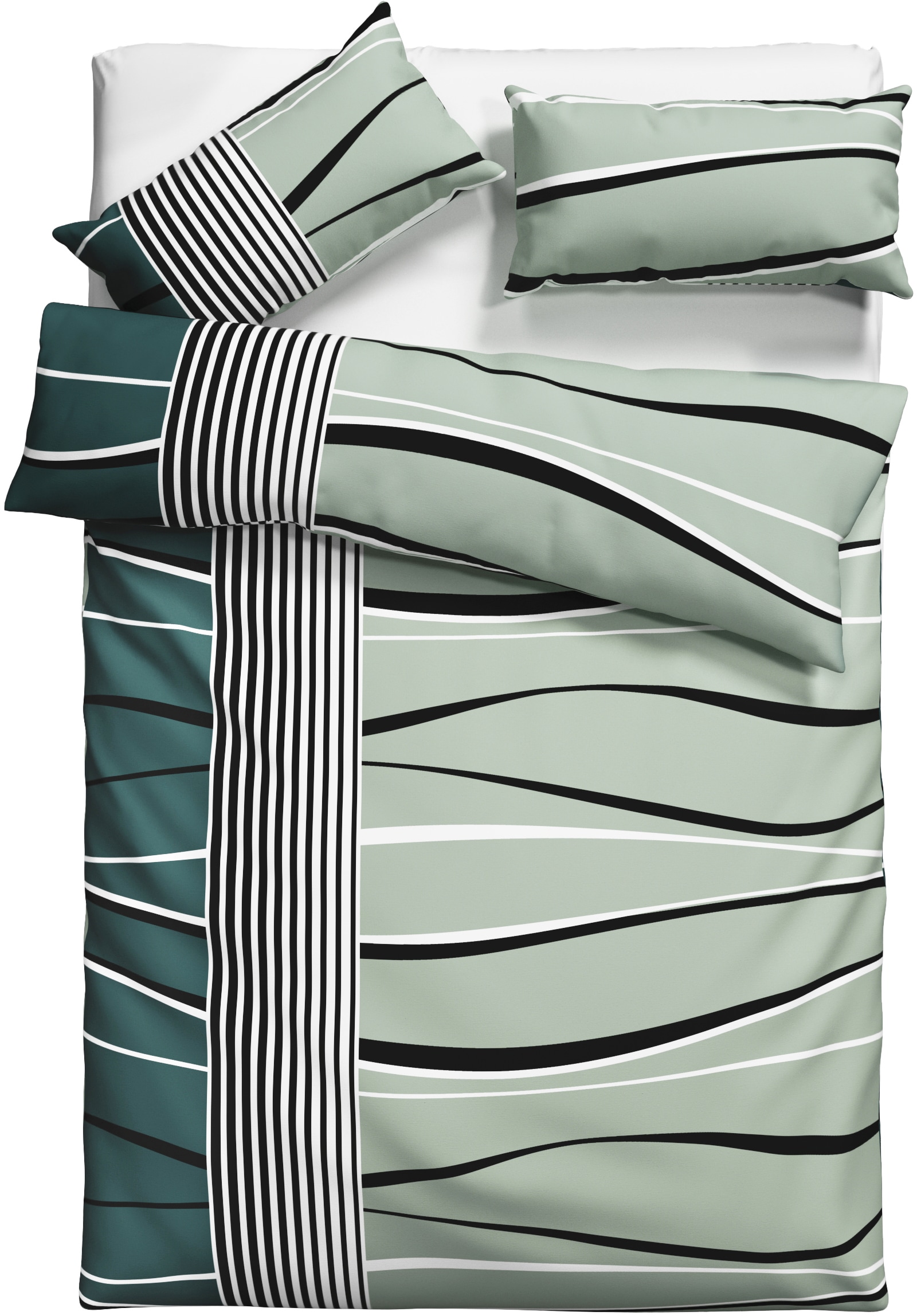 GOODproduct Linge de lit »Renu in Gr. 135x200 oder 155x220 cm« 2 cuis Bettwäsche aus Baumwolle, grafische Bettwäsche mit Wellen-Design