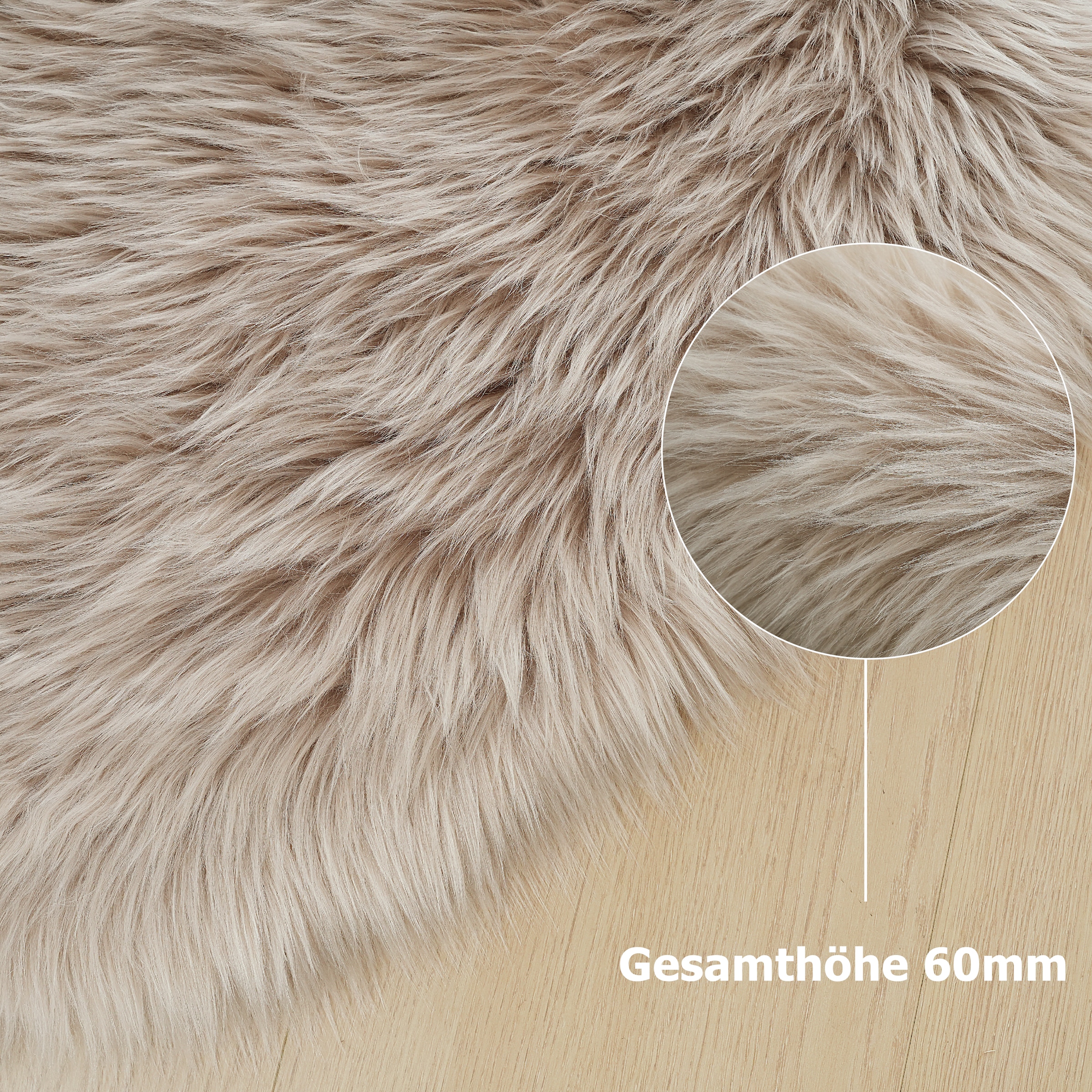 Home affaire Fellteppich »Dena Teppiche, Fellform, waschbar«, fellförmig, 60 mm Höhe, Kunstfell, weich, Uni-Farben, Wohnzimmer, Schlafzimmer, Esszimmer